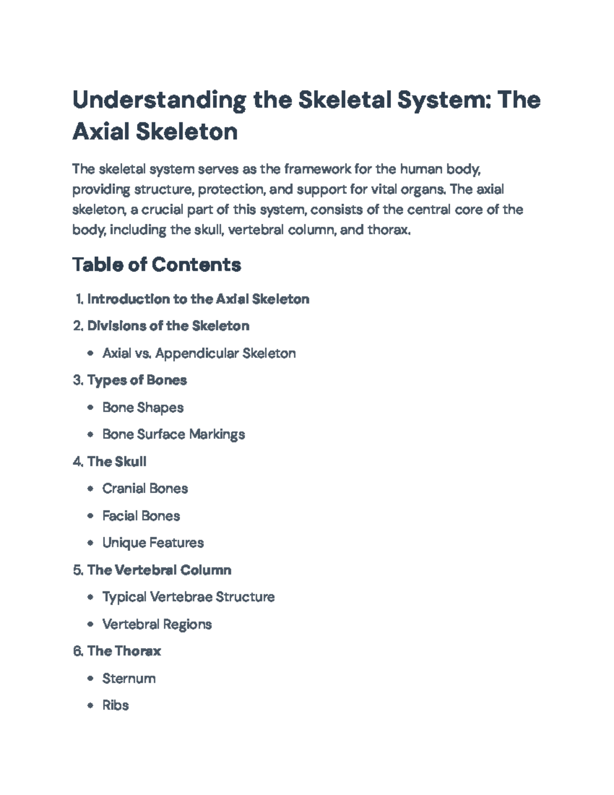 Understanding the Axial Skeleton: Structure and Functions in Anatomy ...