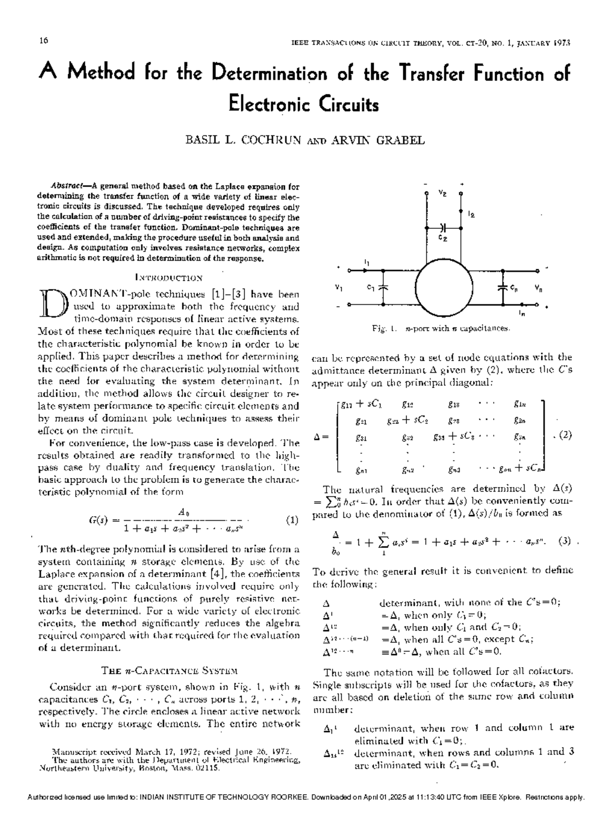 A Method for Determining the Transfer Function of Electronic Circuits ...