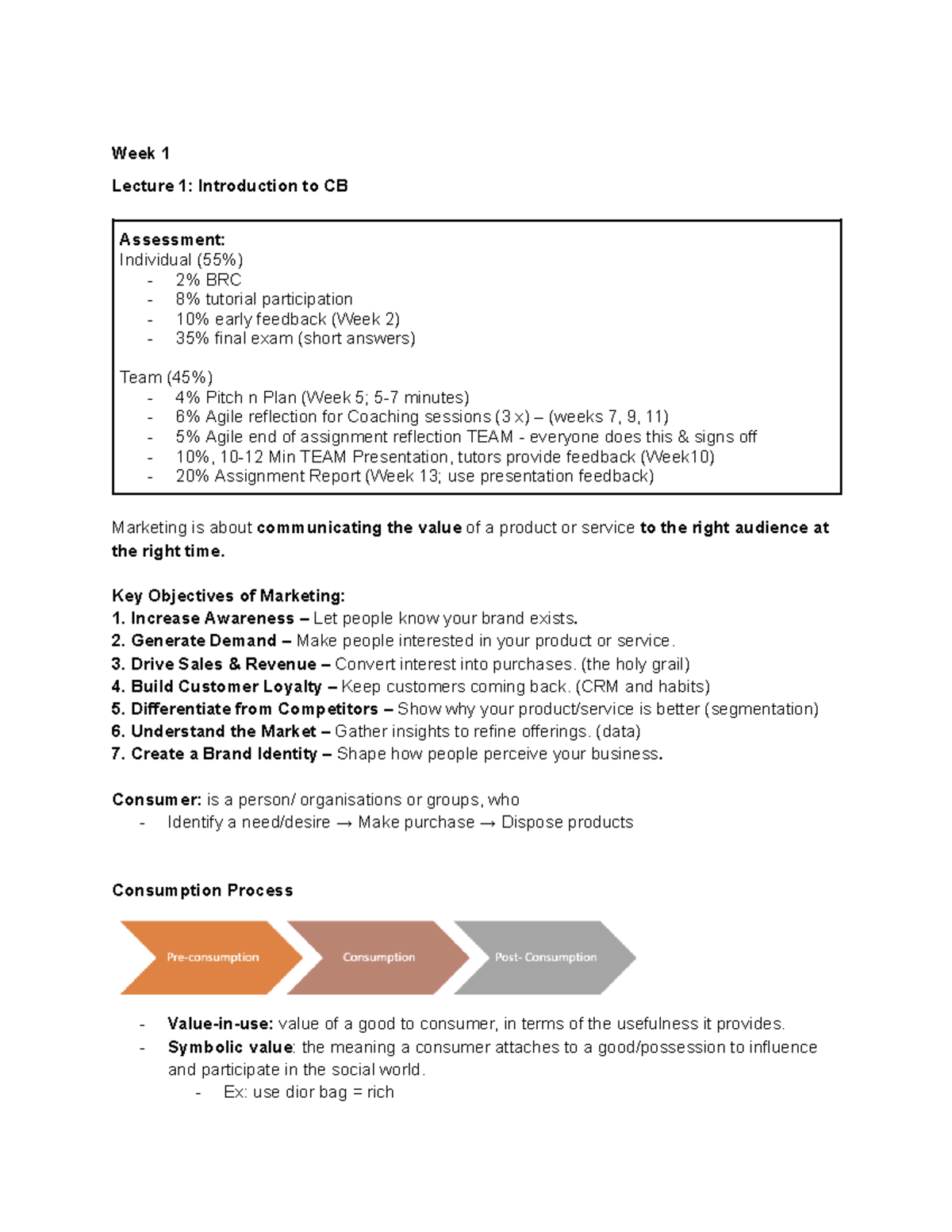 MKTG2112 notes - Week 1 Lecture 1: Introduction to CB Assessment ...