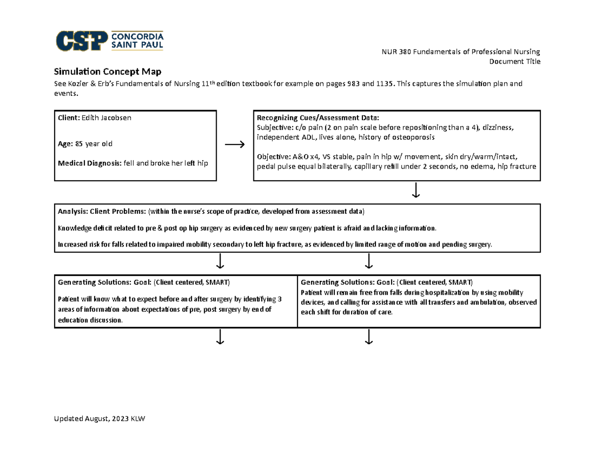 NUR 380 Simulation concept map for professional nursing fundamentals ...