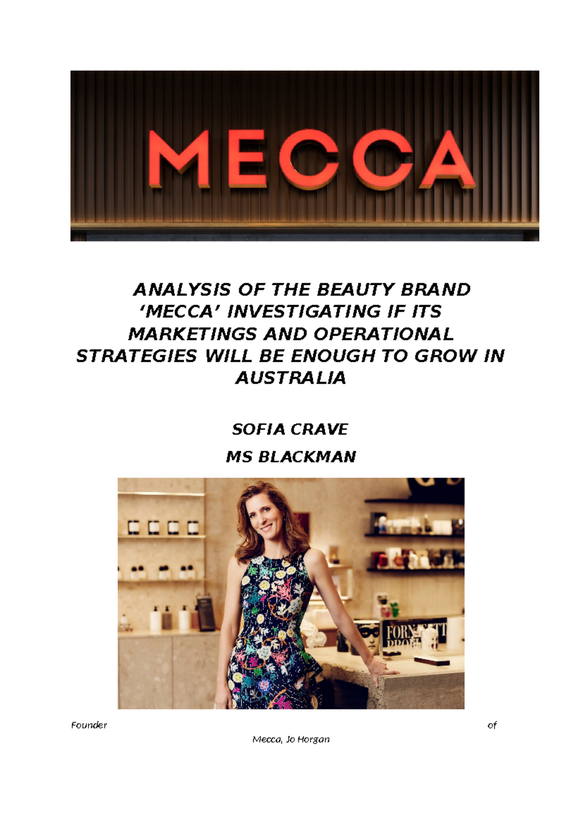 Business IA1 Final Analysis: Mecca's Growth Strategies in Australia ...