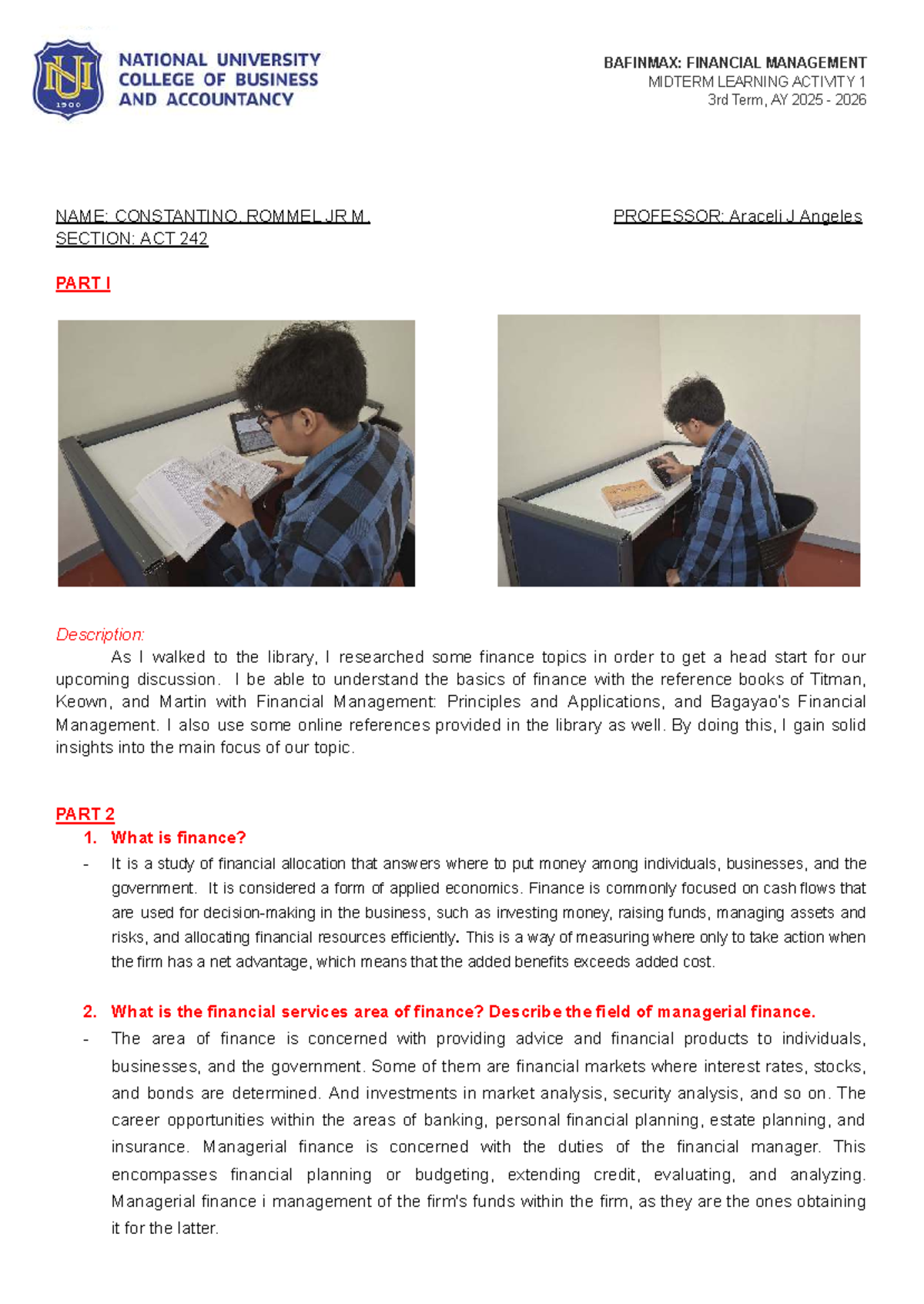 BAFINMAX: FINANCIAL MANAGEMENT MIDTERM STUDY GUIDE ACT 242 - Studocu