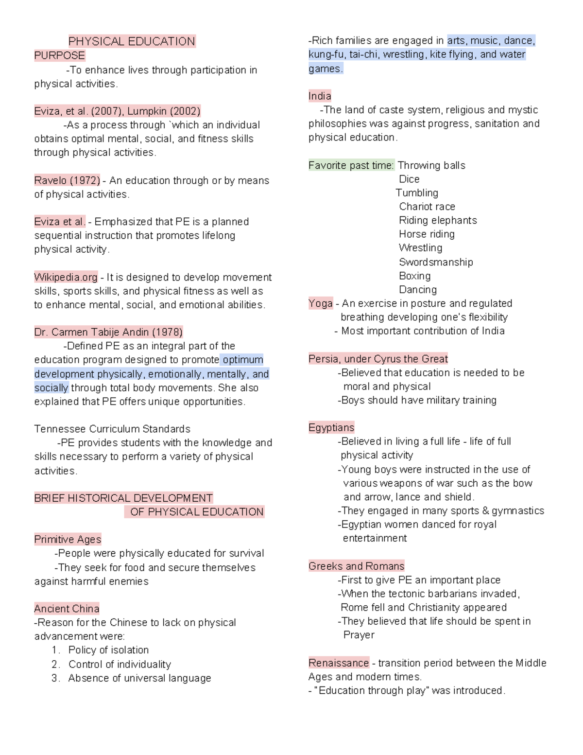 PE-Reviewer: Comprehensive Guide to Physical Education Concepts - Studocu