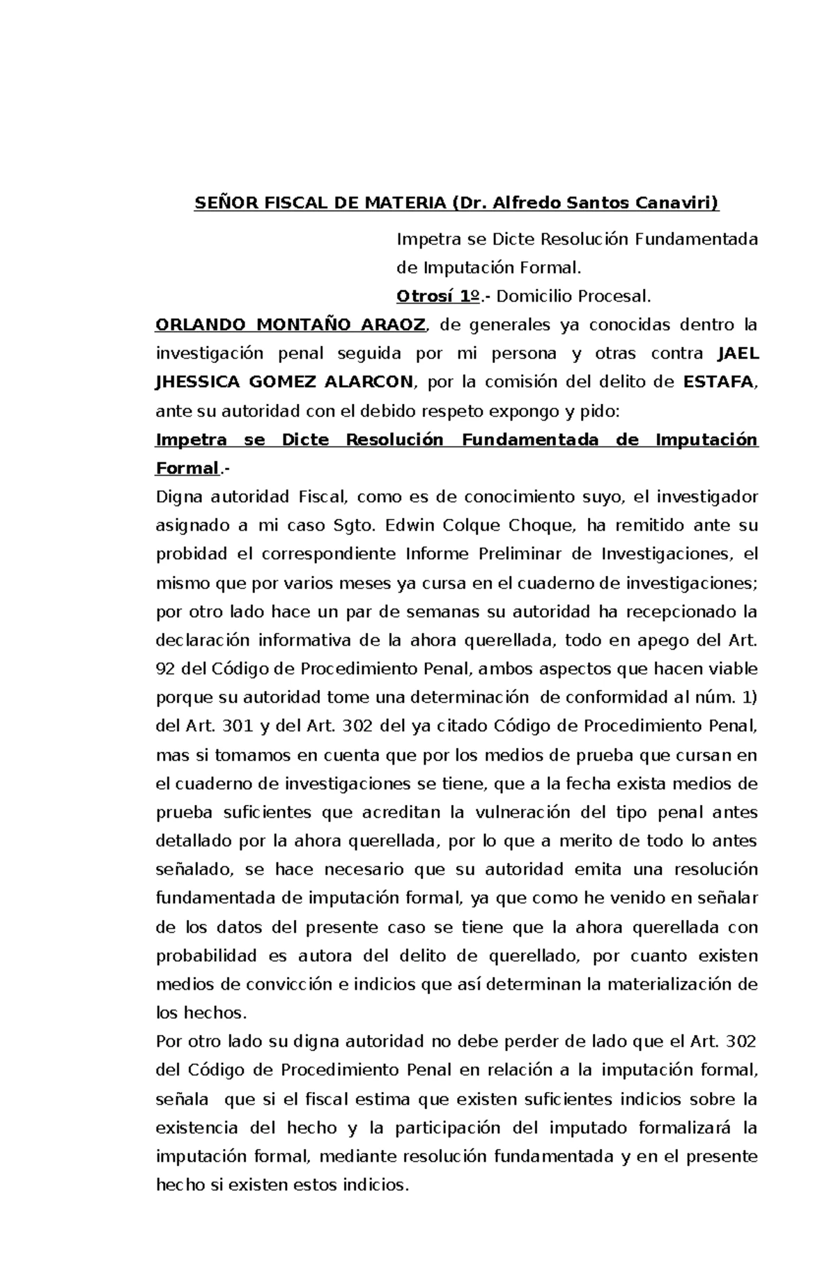 Adhesión a la Acusación Fiscal en el Proceso Penal Nº 401503022300561 ...