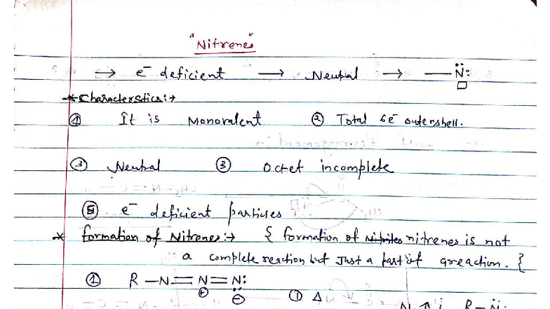 Nitrenes and Their Formation Mechanisms - Chem 101 Lecture Notes - Studocu
