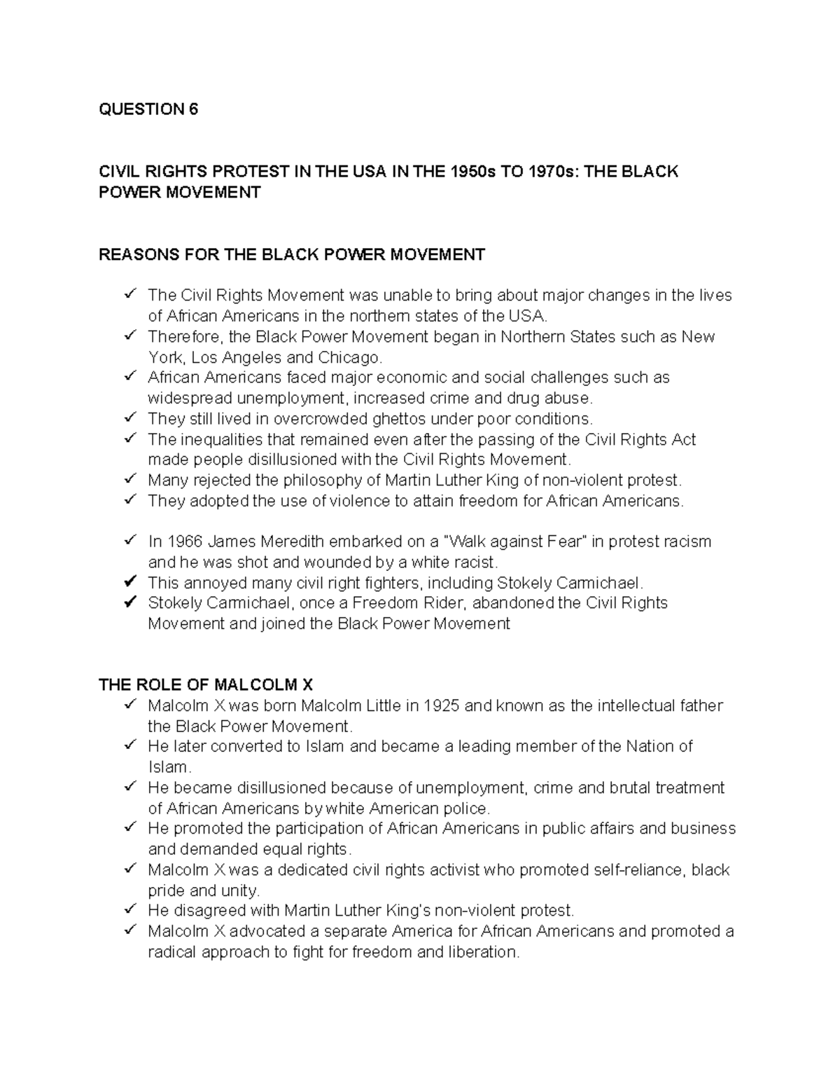 CIVIL RIGHTS 101: The Black Power Movement (1950s-1970s) - Studocu