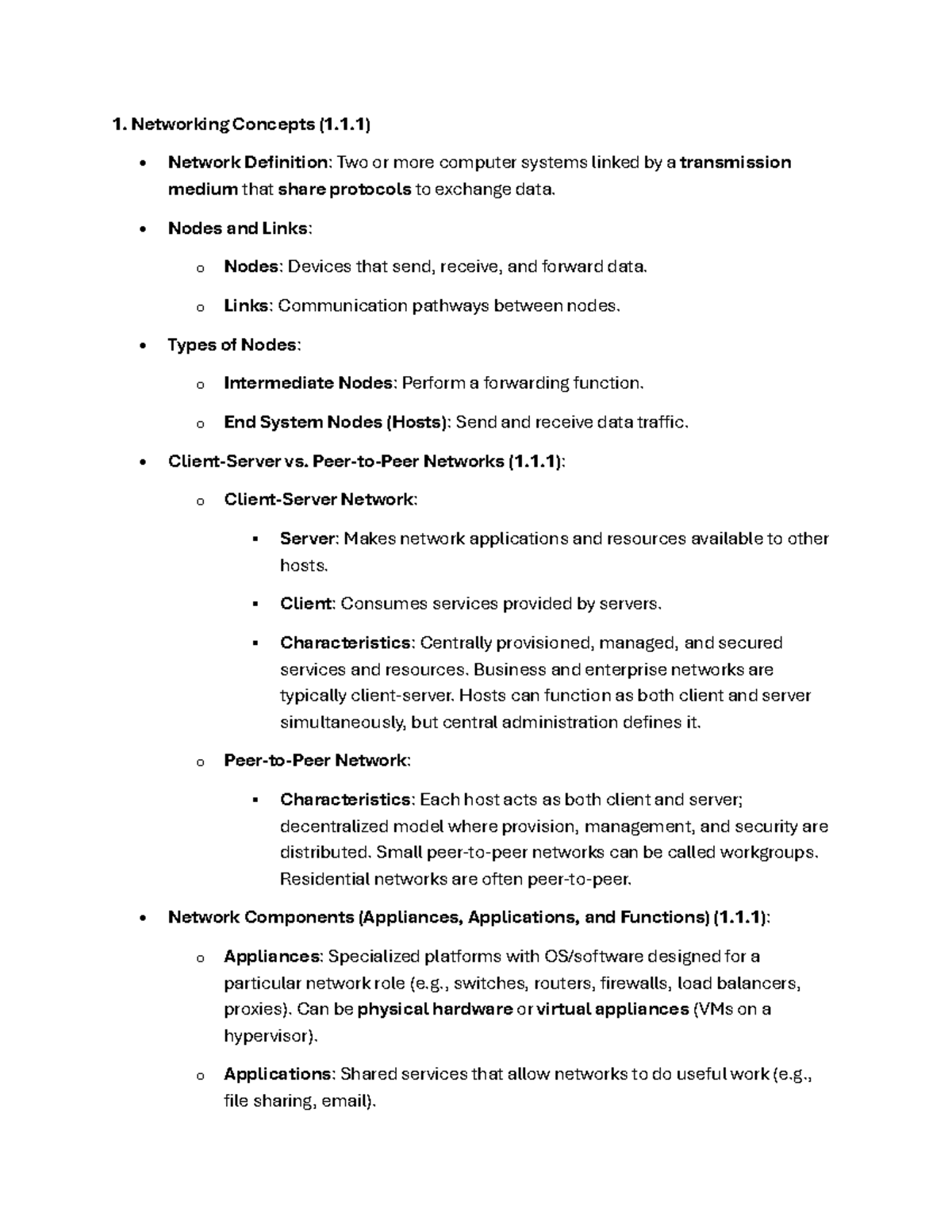CompTIA Network+ Exam Study Guide: Networking Concepts (1.1.1) - Studocu