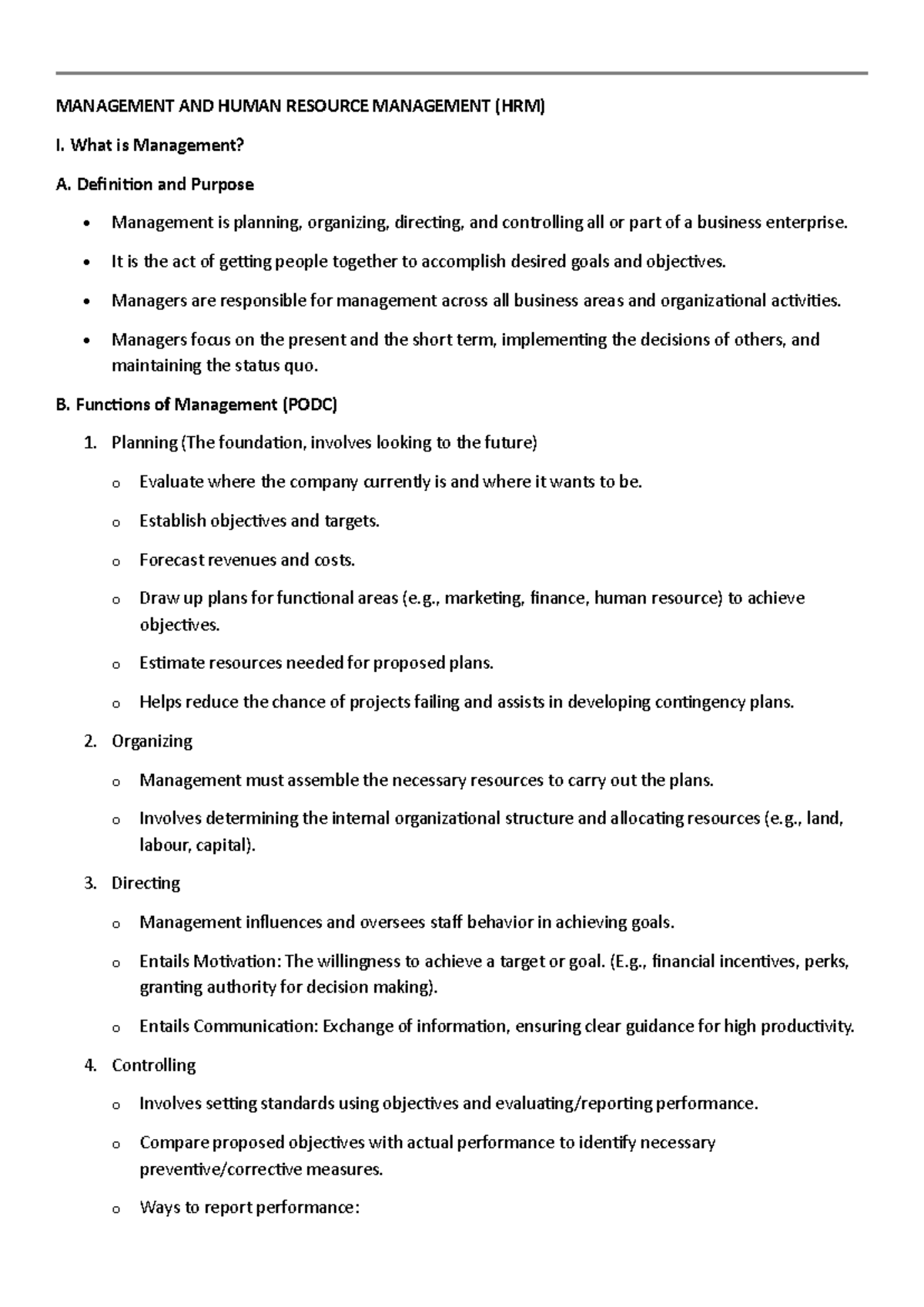 CHP 8: Overview of Management and HRM Principles - Studocu