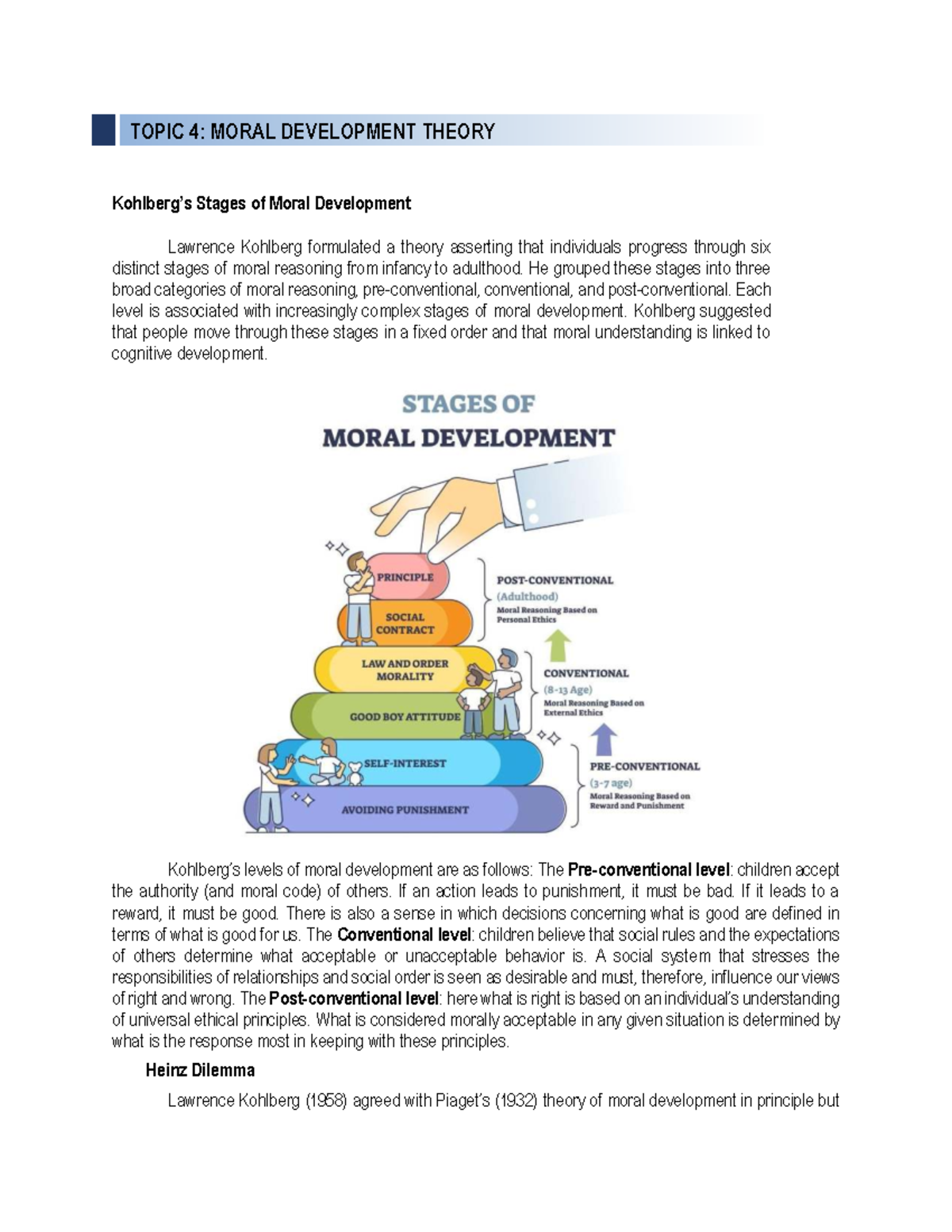 Lesson 4: Kohlberg's Moral Development Theory Overview - Studocu