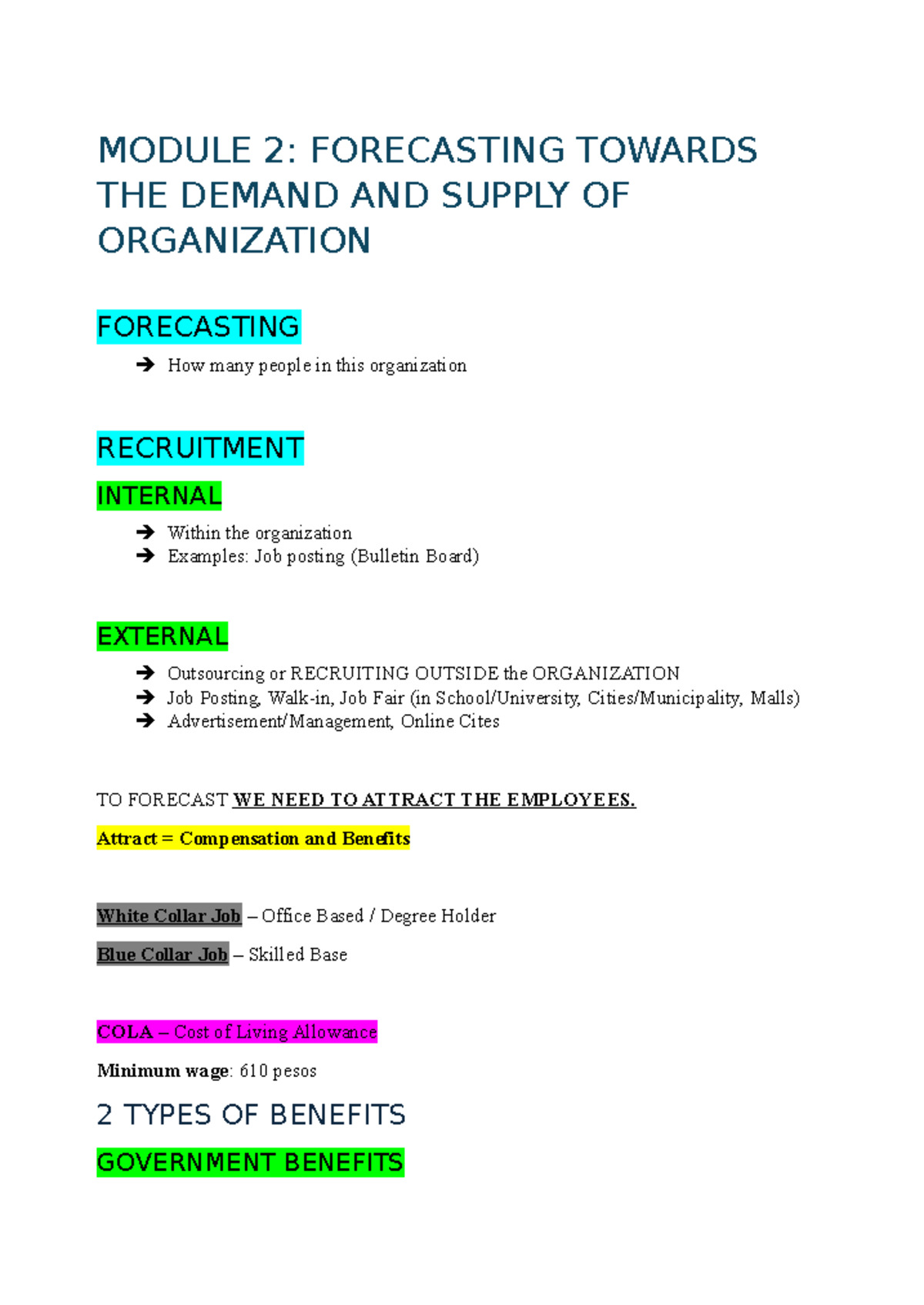 HRM Chapter 2 - Forecasting Demand and Supply in Organizations - Studocu