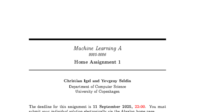 HA1 2025 - Machine Learning Assignment 1 Submission Guidelines - Studocu