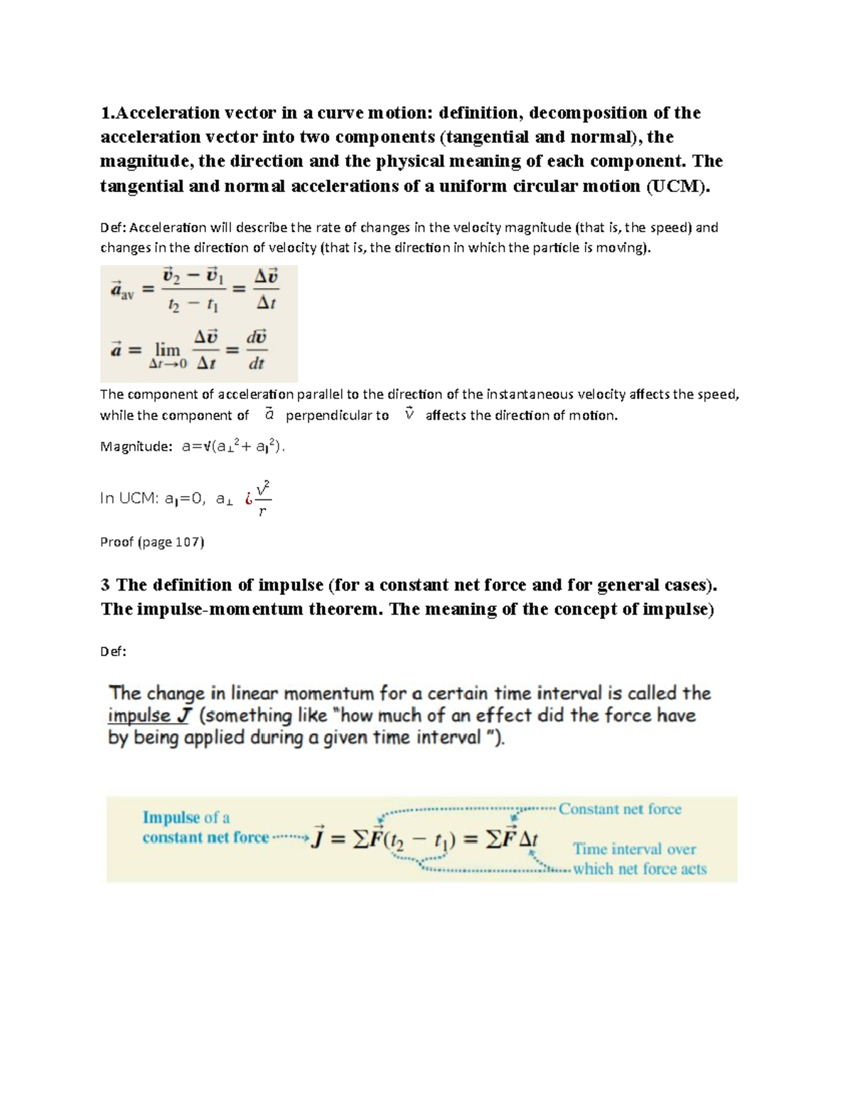 Physics I Revision Notes: Key Concepts & Formulas for Exam Prep - Studocu