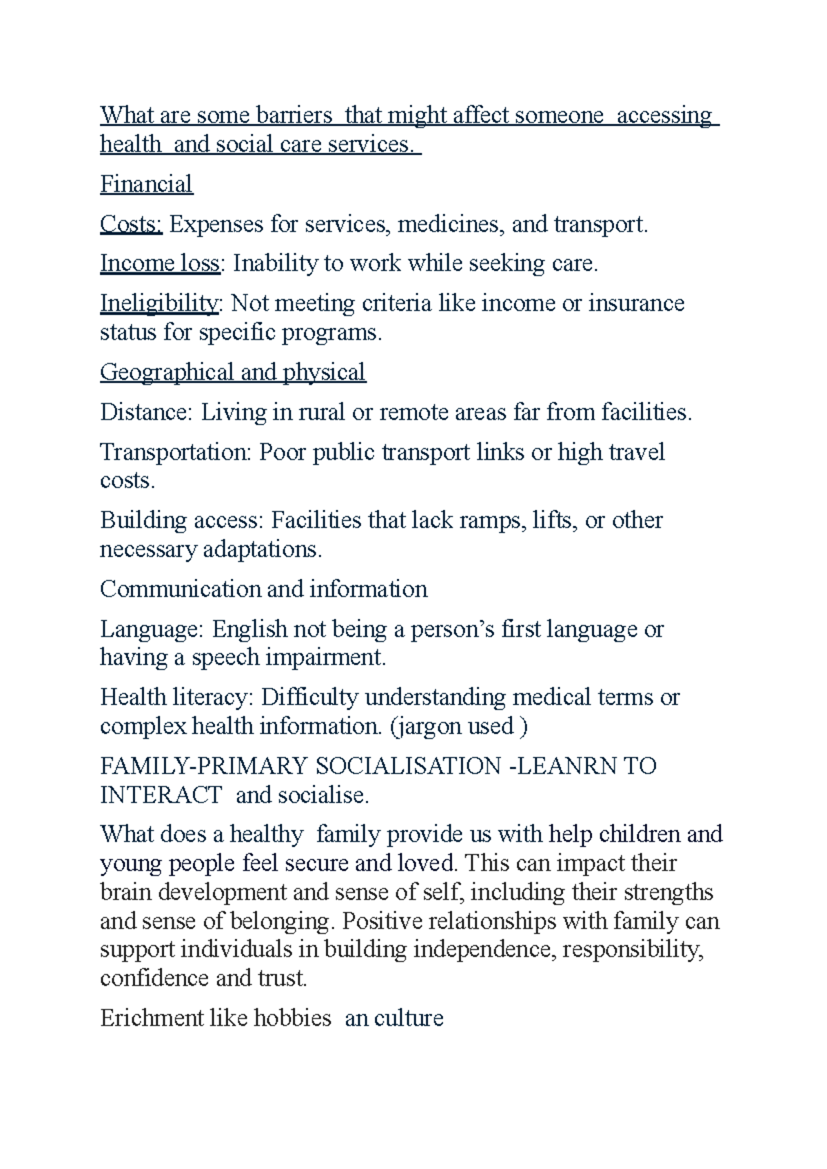 Environmental and Social Impacts: Barriers to Health & Care Access ...