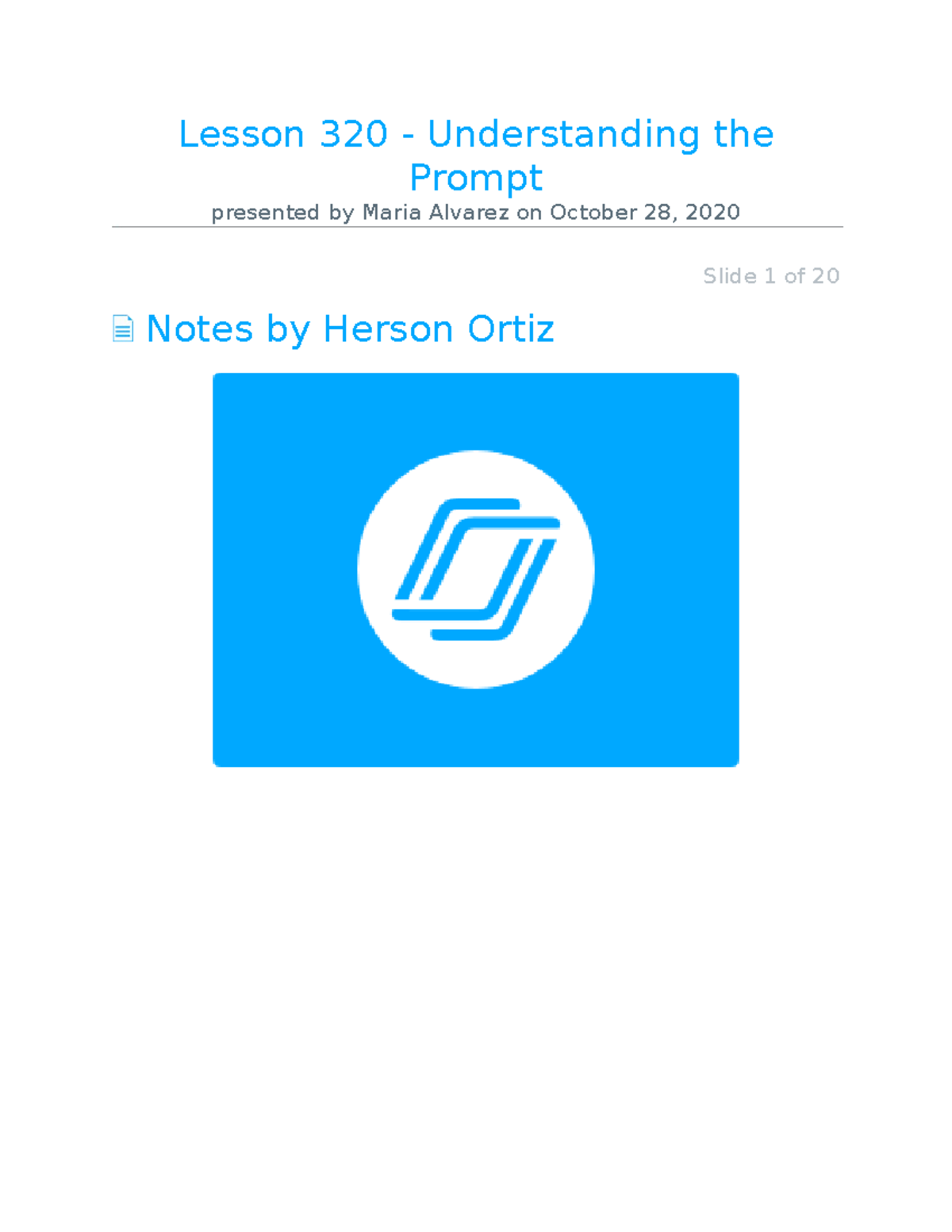 Lesson 320 - Prompt Understanding and Essay Writing Notes - Studocu