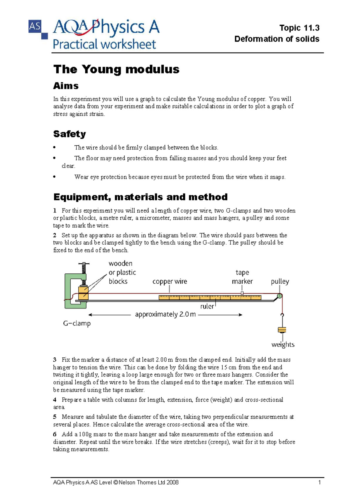 11.3 Young Modulus Experiment: Copper Wire Analysis - Studocu