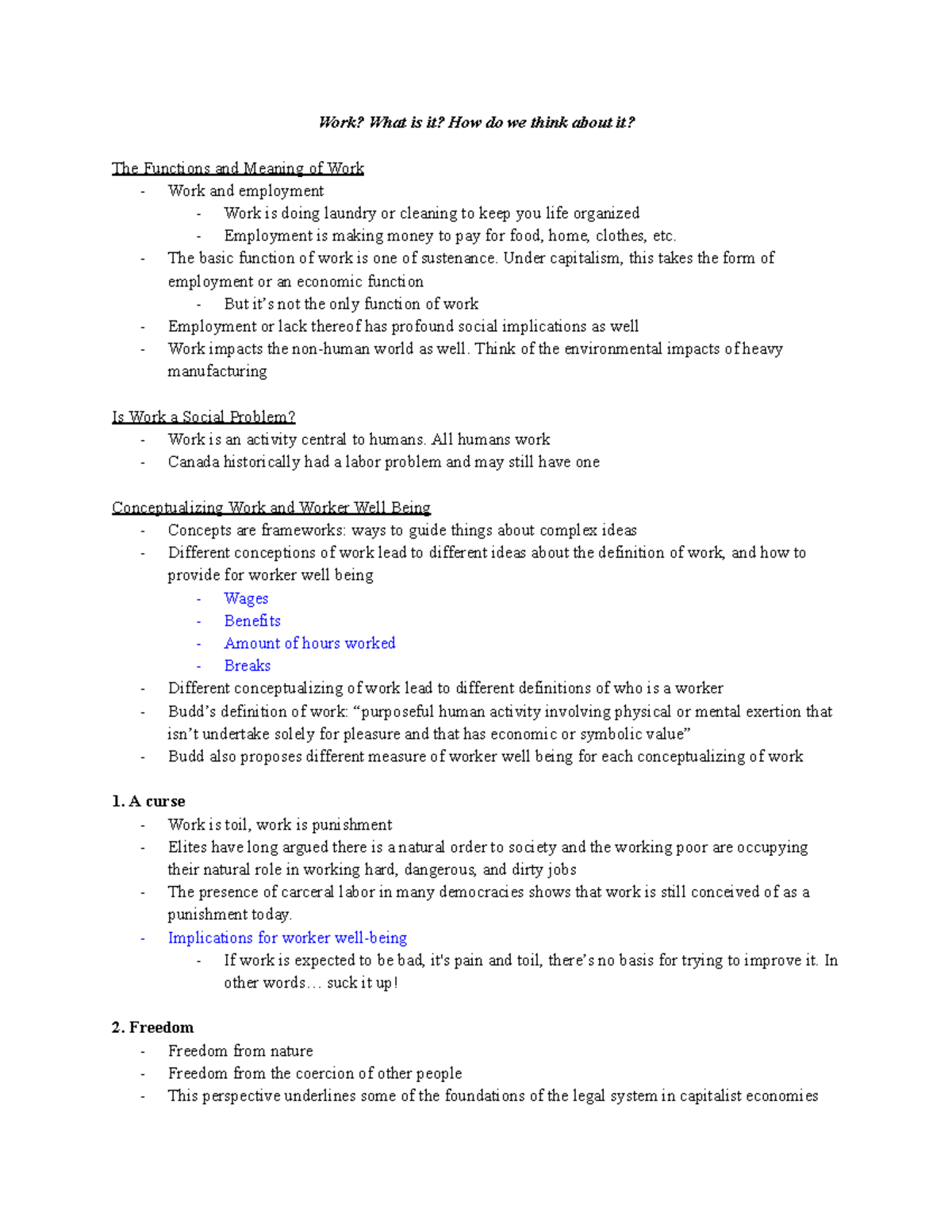 Week 2 - MHR520 - in class notes - Work? What is it? How do we think ...