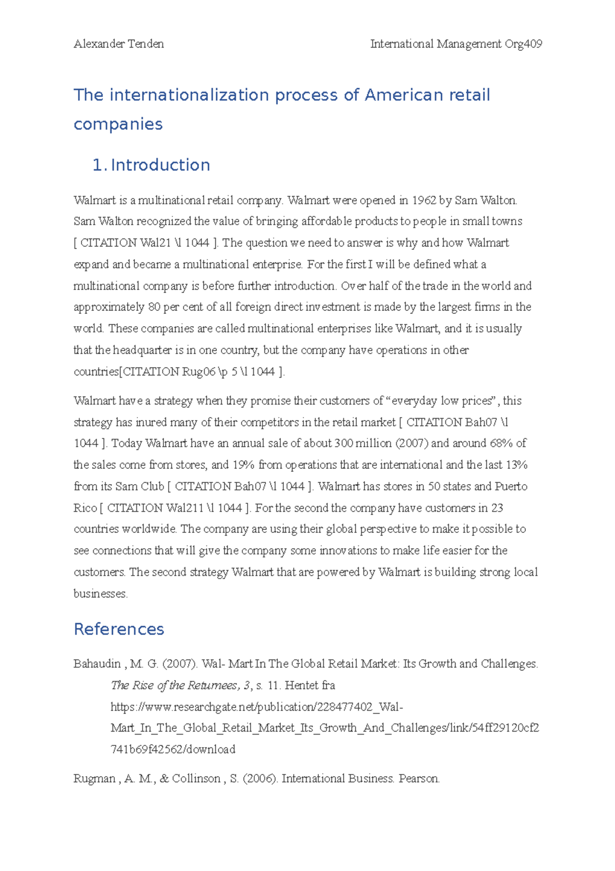 IM301: Internationalization of American Retail Companies - Walmart ...