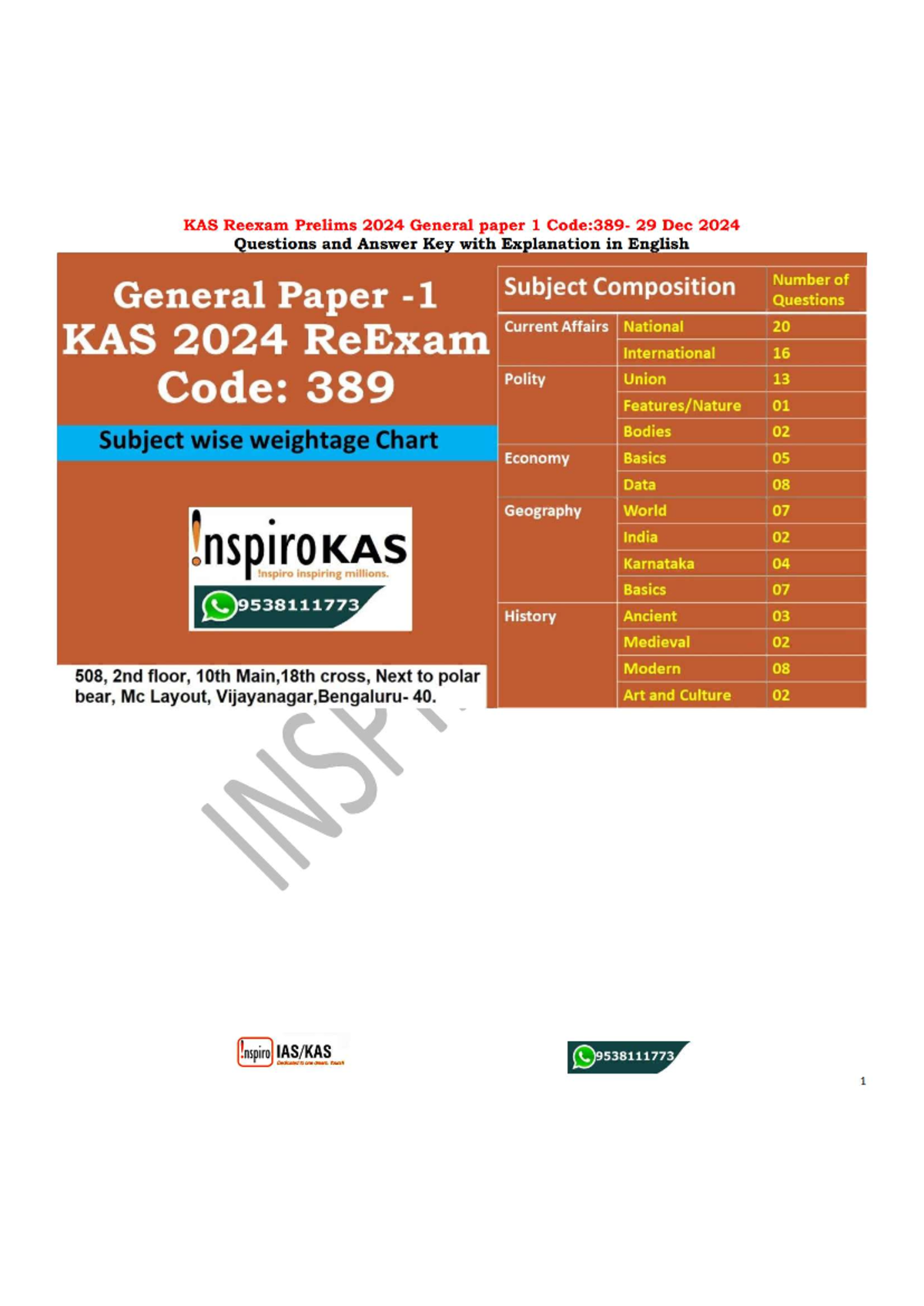 KAS Prelims Reexam 2024 GS paper 1 Question and answer key Explanation ...