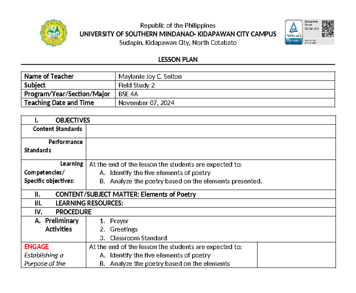 Scrambled Lesson Plan - UNIVERSITY OF SOUTHERN MINDANAO- KIDAPAWAN CITY ...