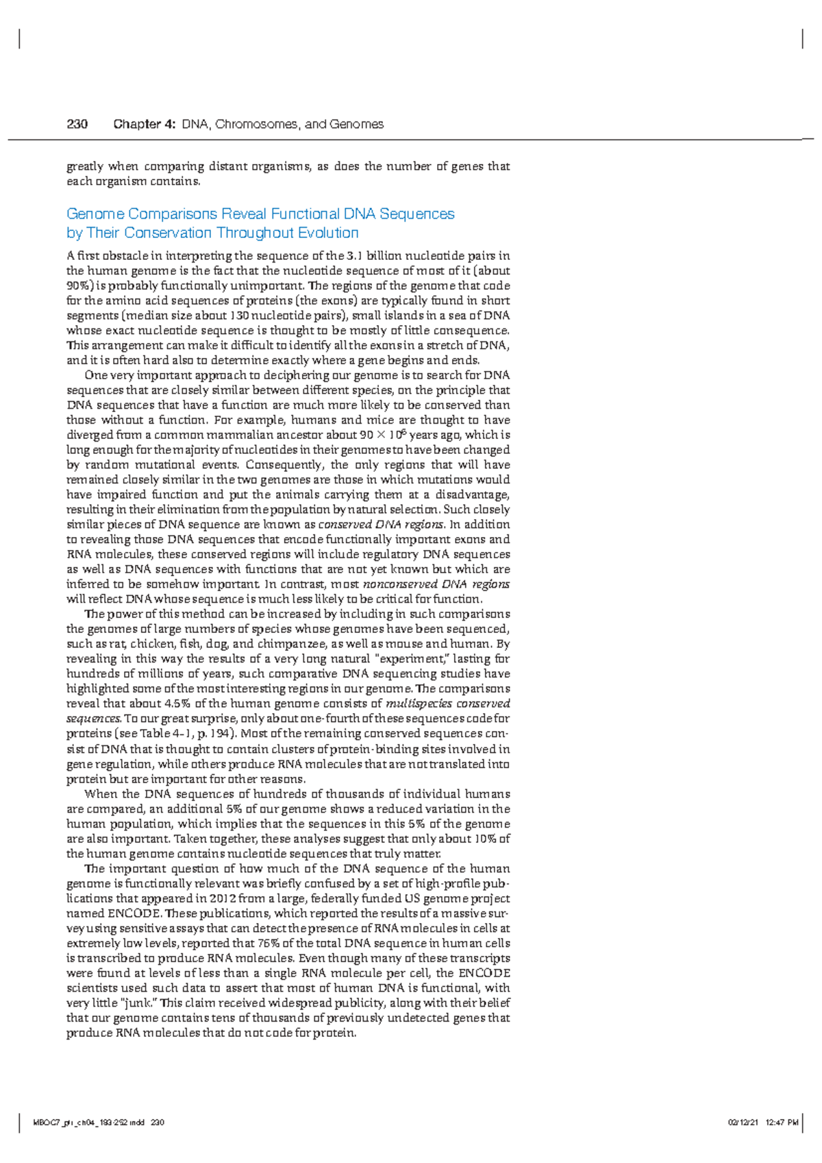 230 Chapter 4: Insights into DNA, Chromosomes, and Genomes Evolution ...
