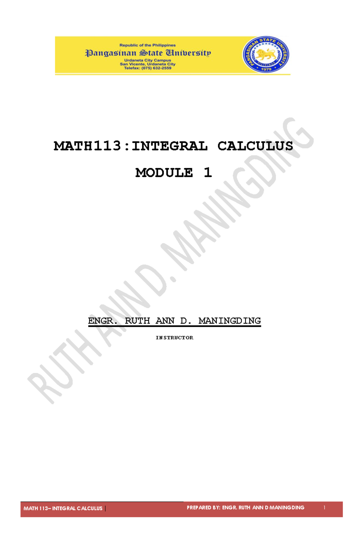 Module 1 part 3 integral Calculus IM - MATH113:INTEGRAL CALCULUS MODULE ...