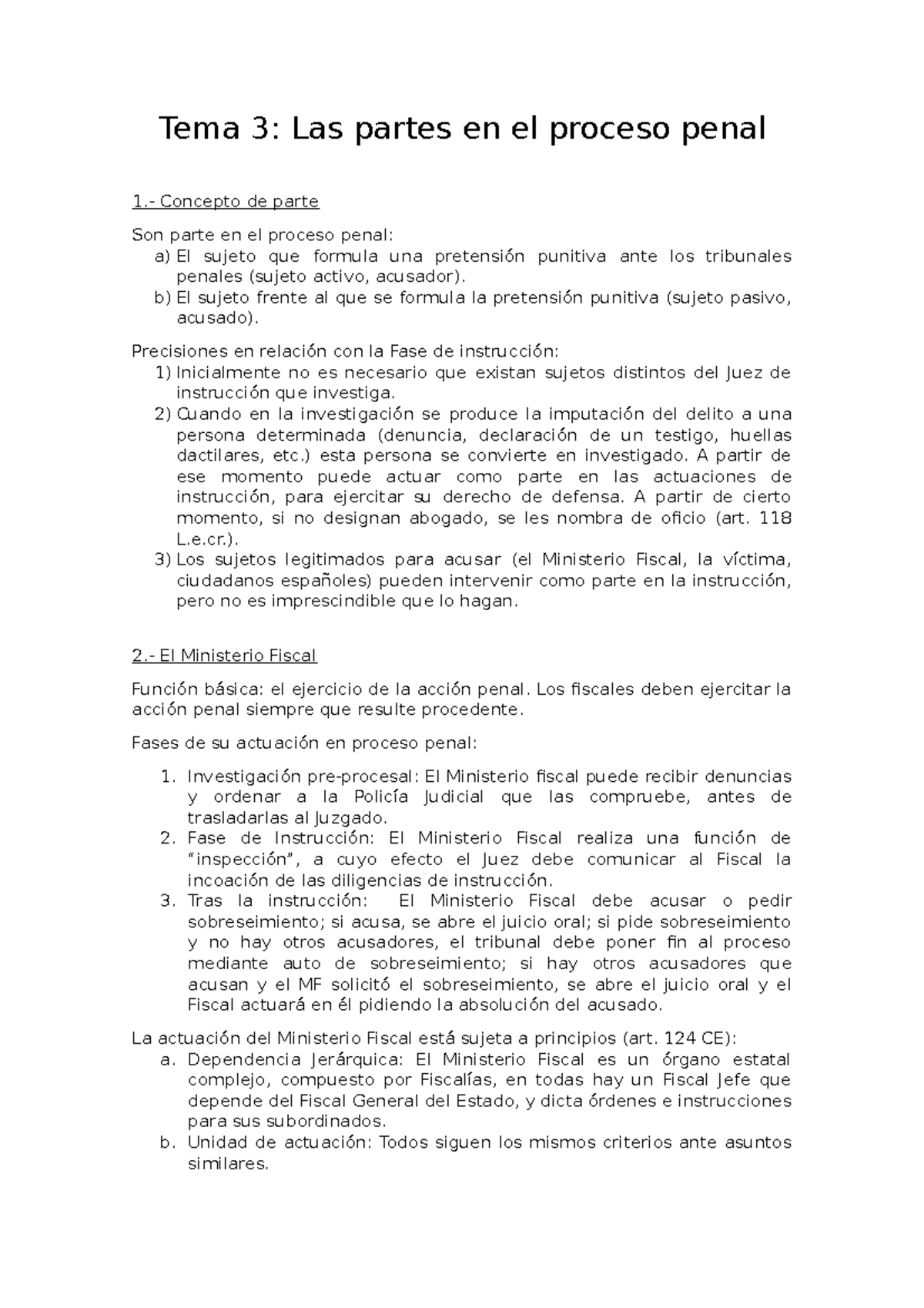 Tema 3: Las partes del proceso penal - Tema 3: Las partes en el proceso ...