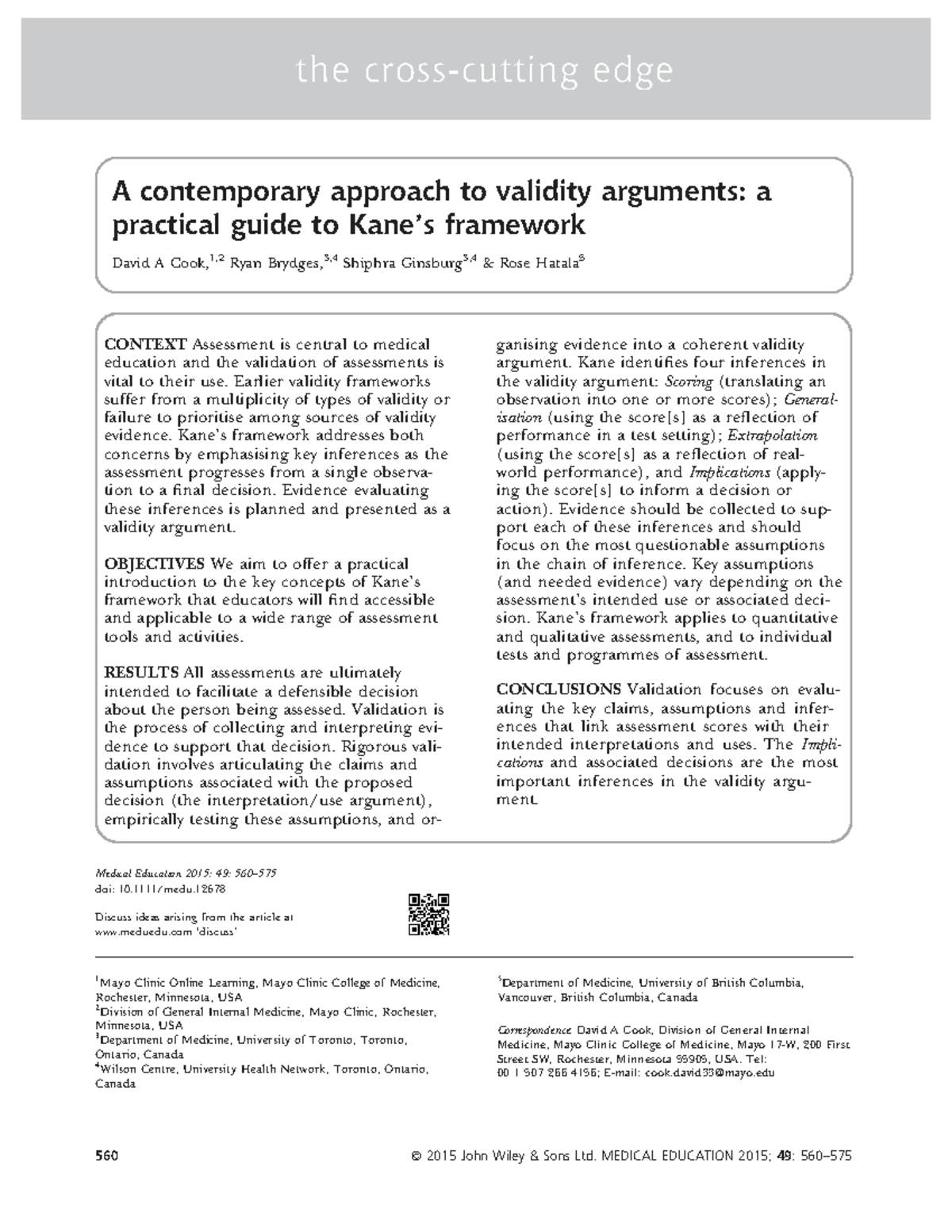 A Contemporary Approach to Validity Arguments: A Practical Guide to ...
