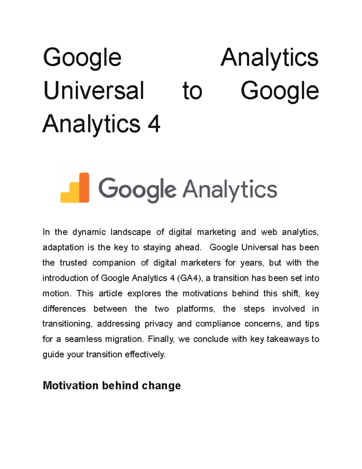 Transitioning from Google Universal Analytics to GA4: Key Insights and ...