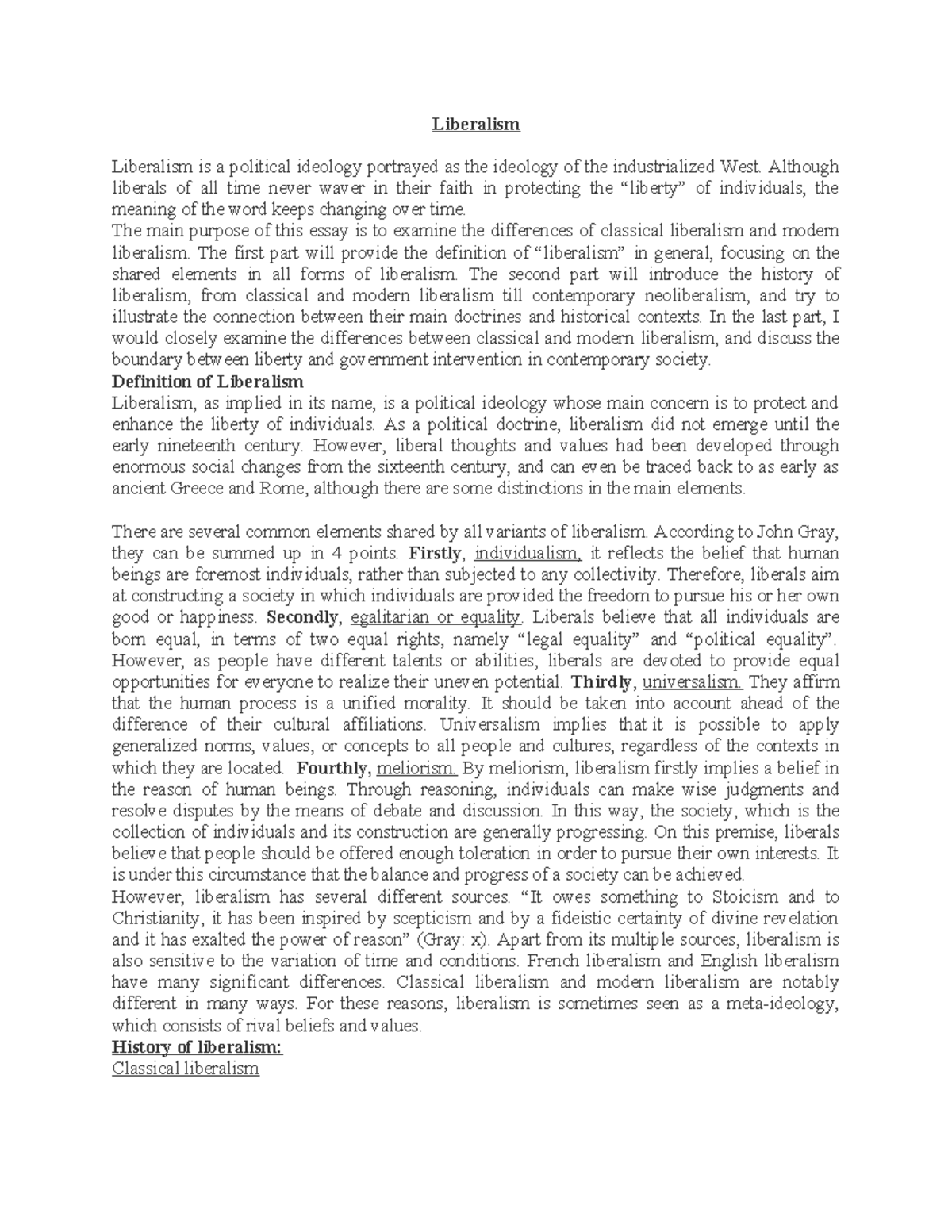 Liberalism: A Comparative Study of Classical and Modern Ideologies ...