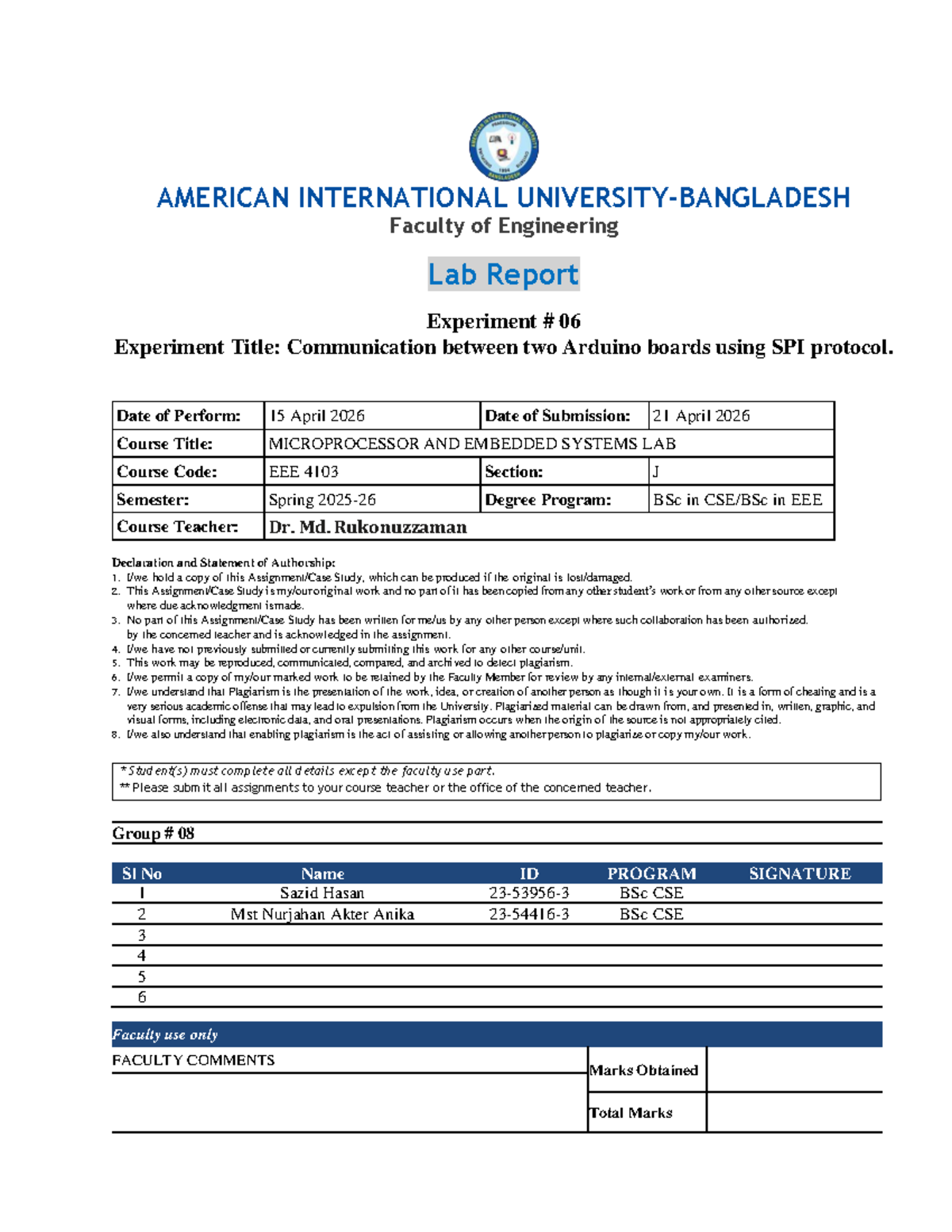 Lab Report 4: Communication Between Arduino Boards Using SPI (4103 ...