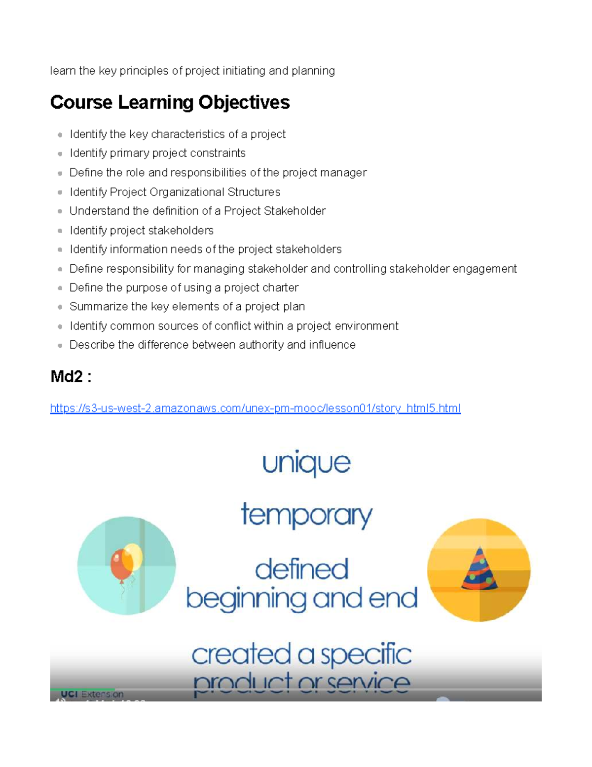 MD2: Key Principles of Project Initiating & Planning (Course: Mooc 1 ...