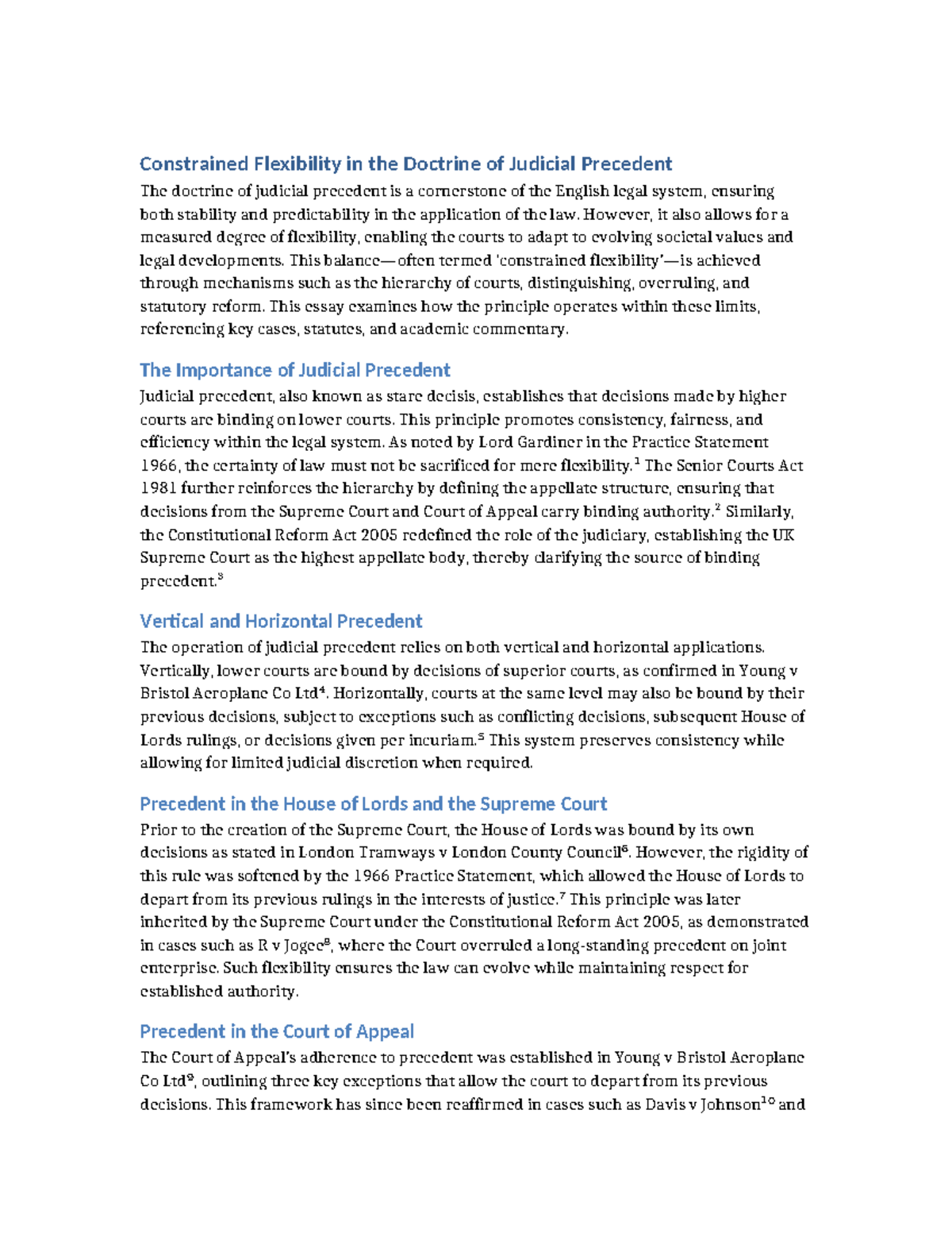 Judicial Precedent Flexibility Essay (LAW 101) - Studocu