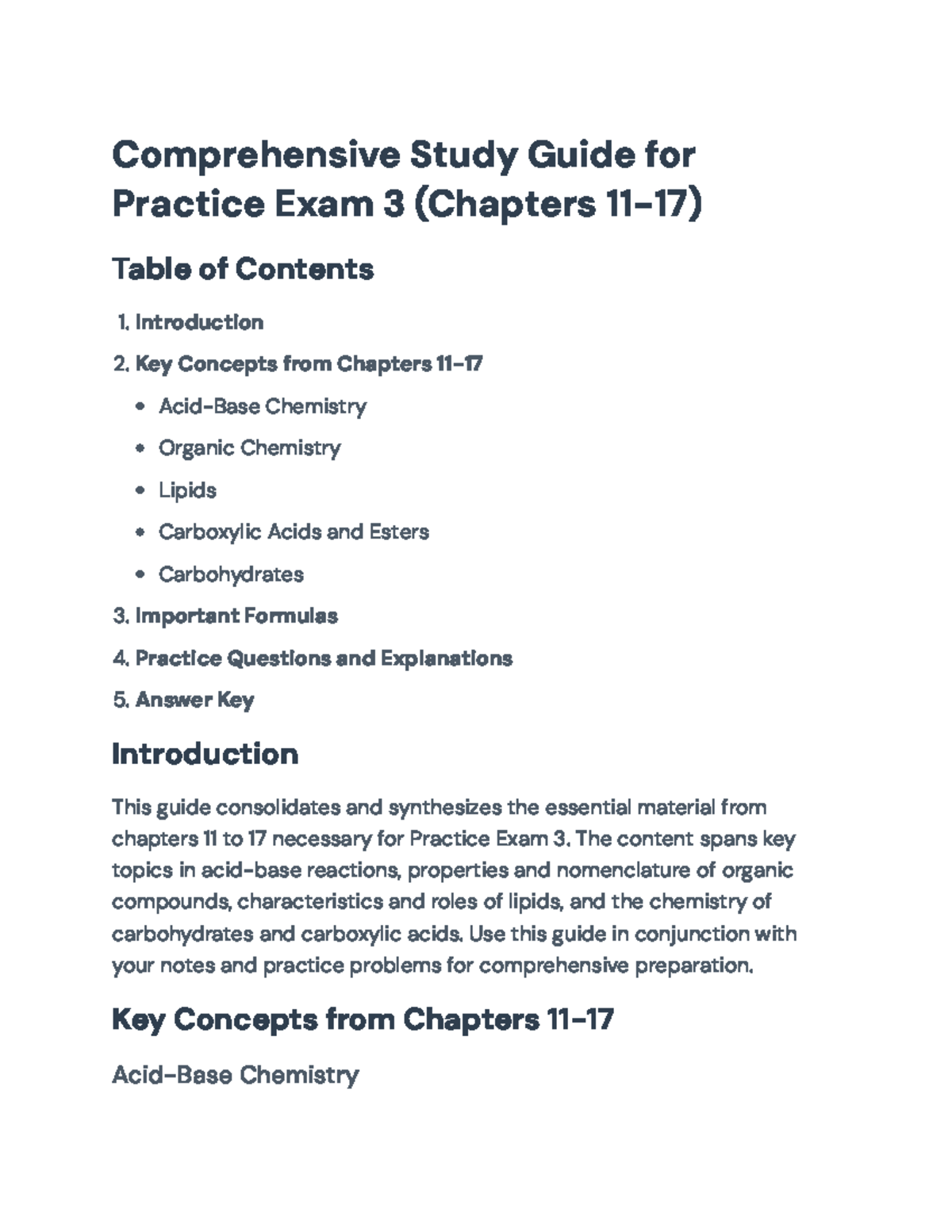 Comprehensive Study Guide for Practice Exam 3 (Chapters 11-17) - The ...