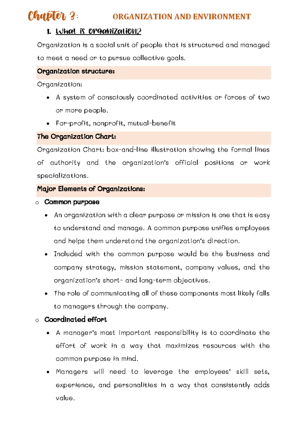 Chapter 3 - 4 Principle of Management - Organization is a social unit ...