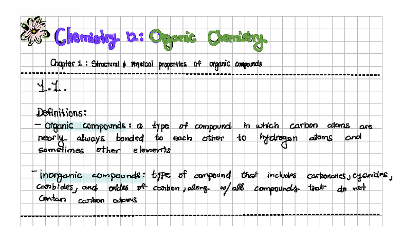 Chemistry 12: Organic Chemistry - Chapter 1 Notes on Properties and ...