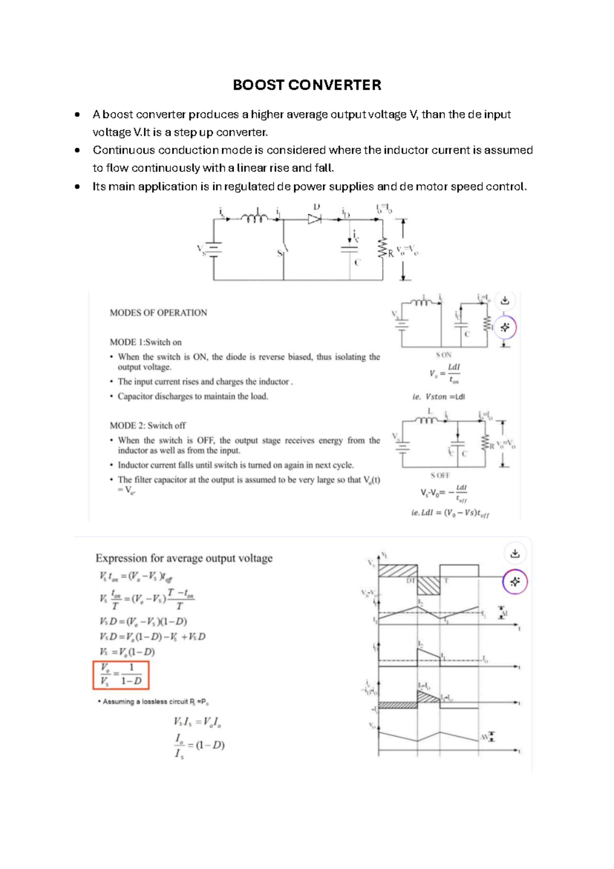 Boost Converter and Energy Storage Systems - Notes PDF - Studocu