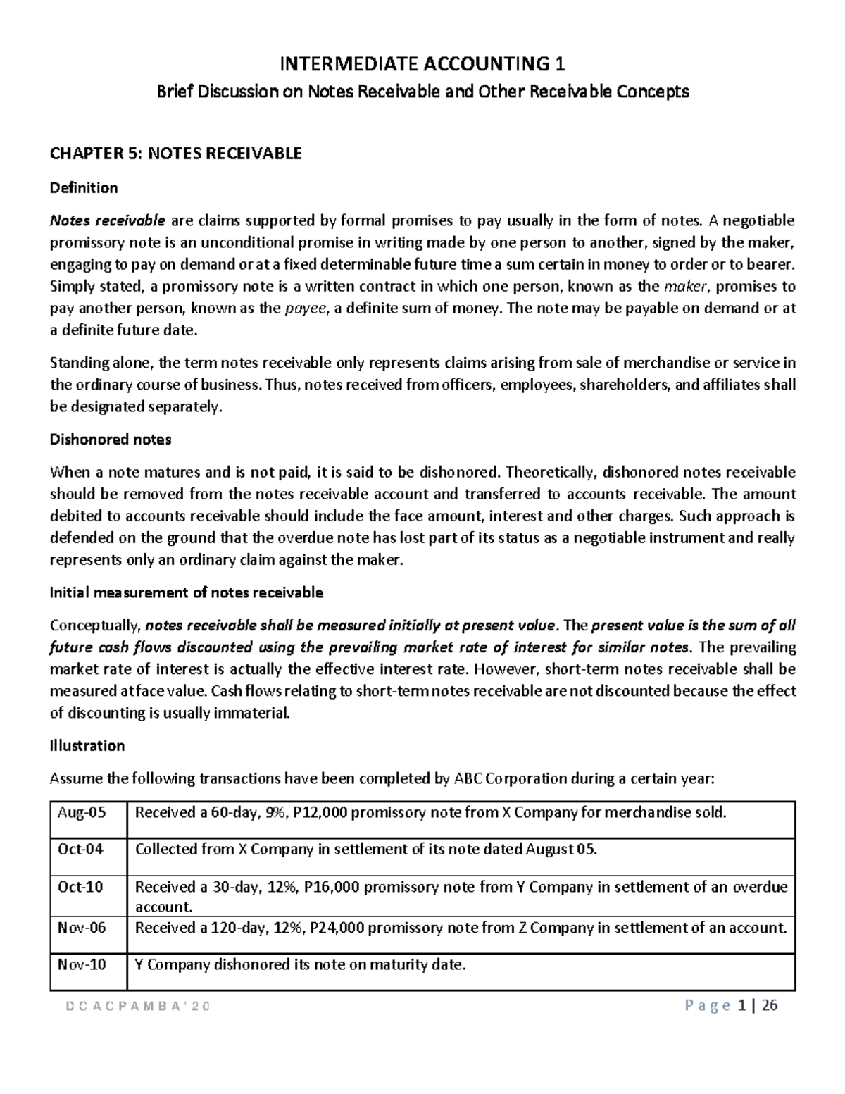 INTERMEDIATE ACCOUNTING 1 CH 5: Notes Receivable Concepts and Analysis ...