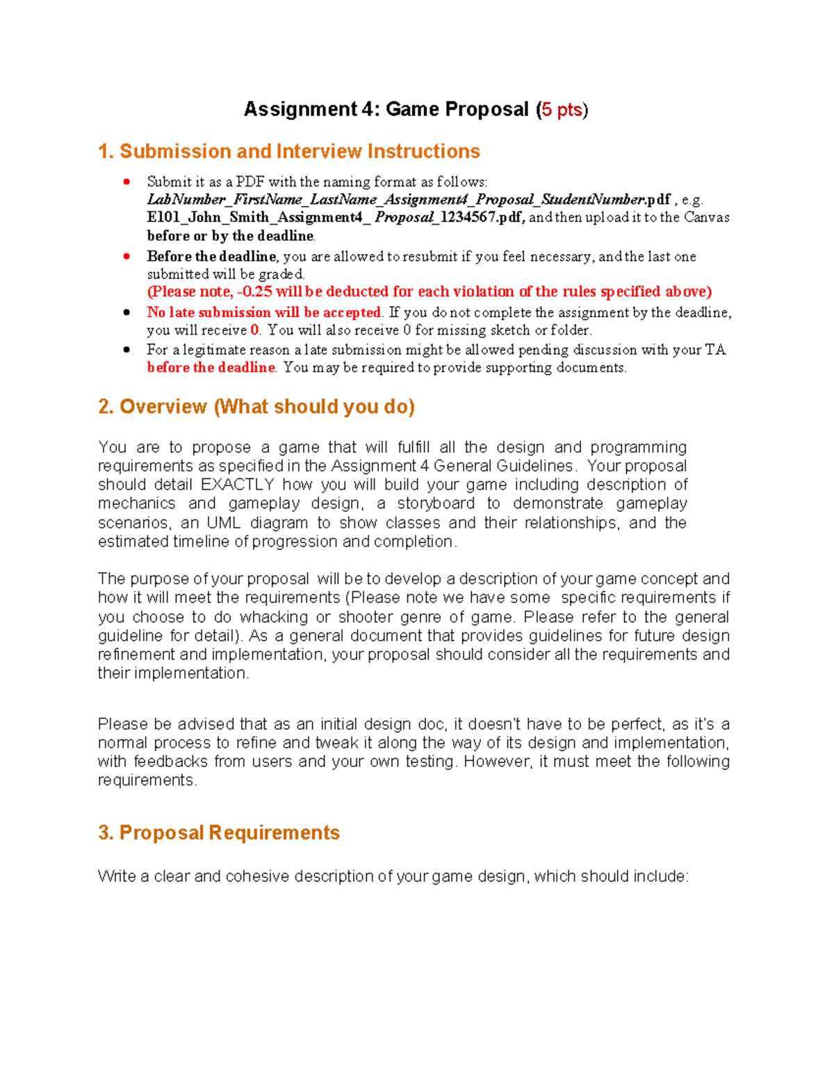 Assignment 4-Game Proposal-Spring 23 - Assignment 4: Game Proposal (5 ...