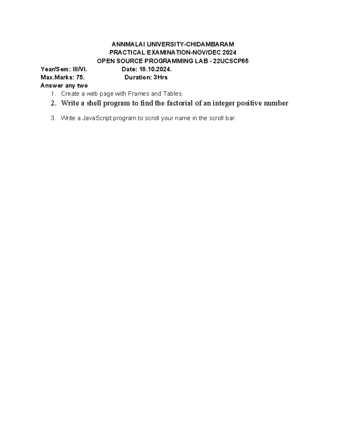Open Source Programming lab - Bsc computer Science - ANNMALAI ...