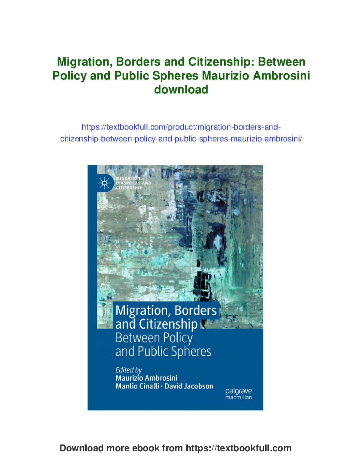 Migration, Borders, and Citizenship: Policy and Public Spheres Insights ...