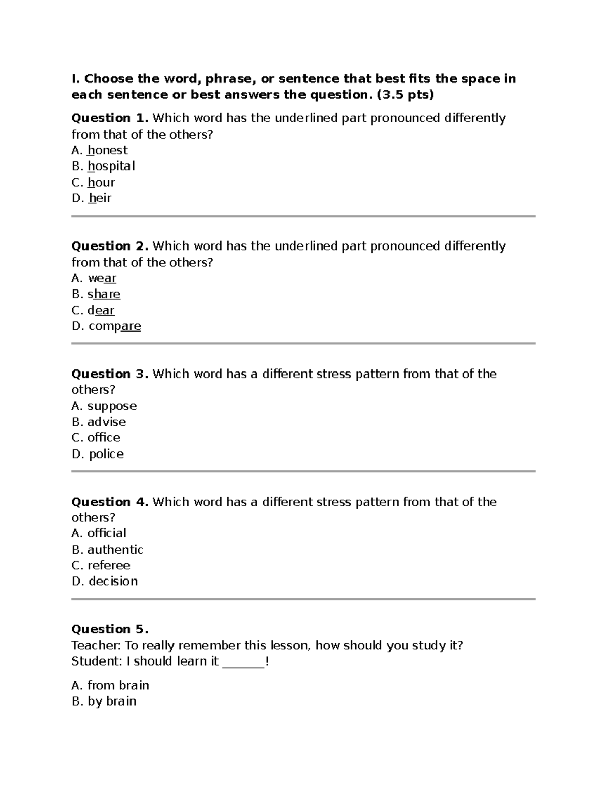 ĐỀ 28 - Practice Questions for Language Skills Assessment - Studocu