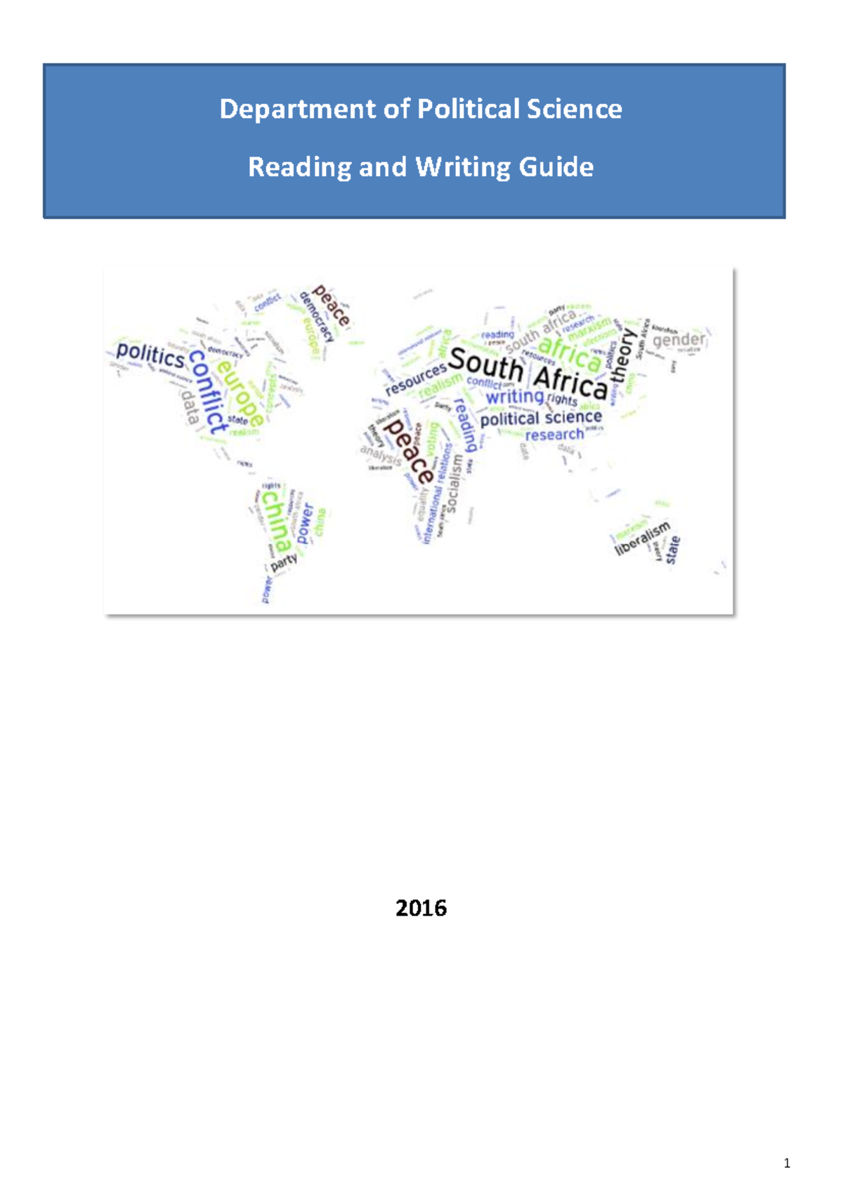 Political Science Reading & Writing Guide 2016: Essential Skills - Studocu