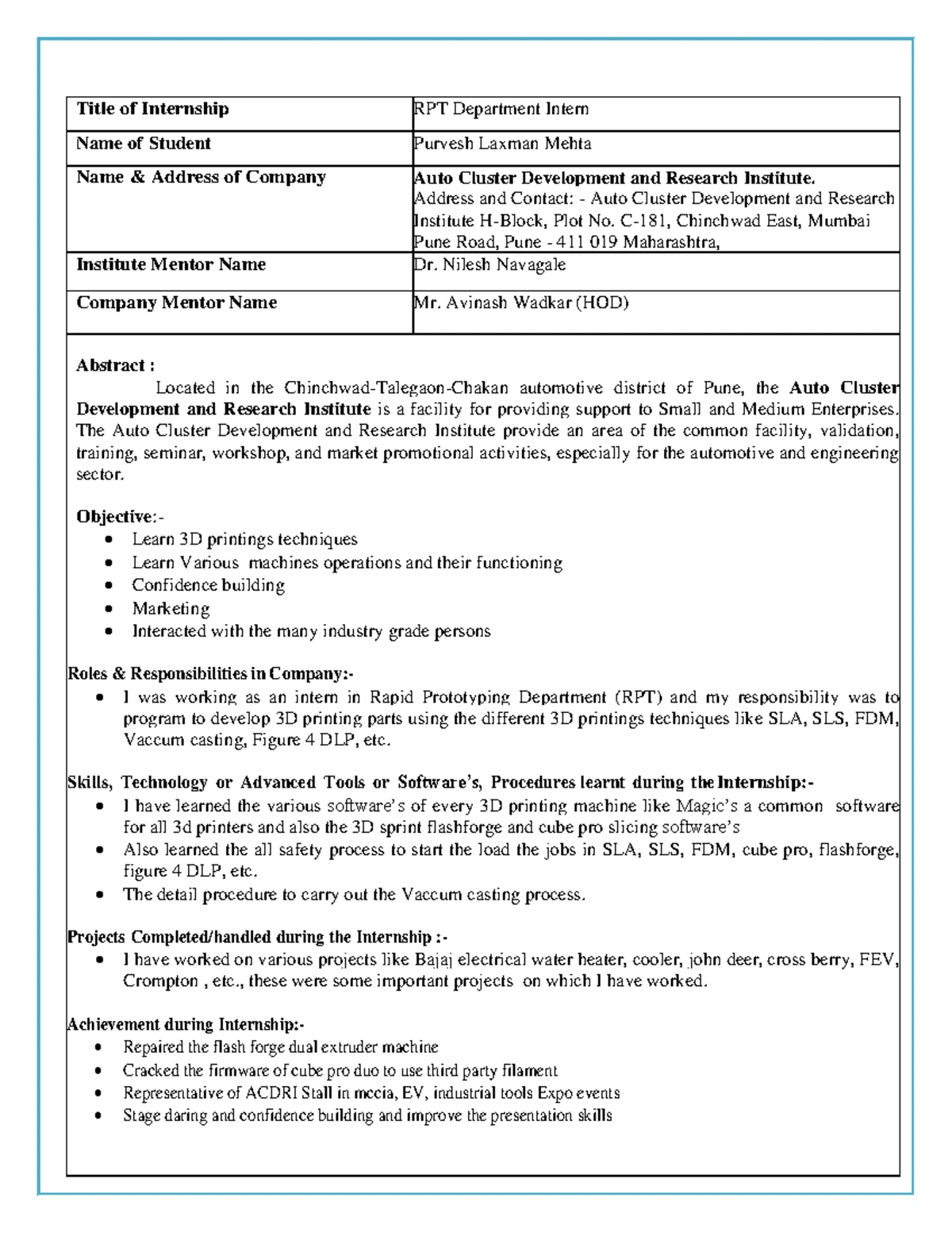 Mech Rapid Prototyping report - A Seminar report On Rapid Prototyping ...