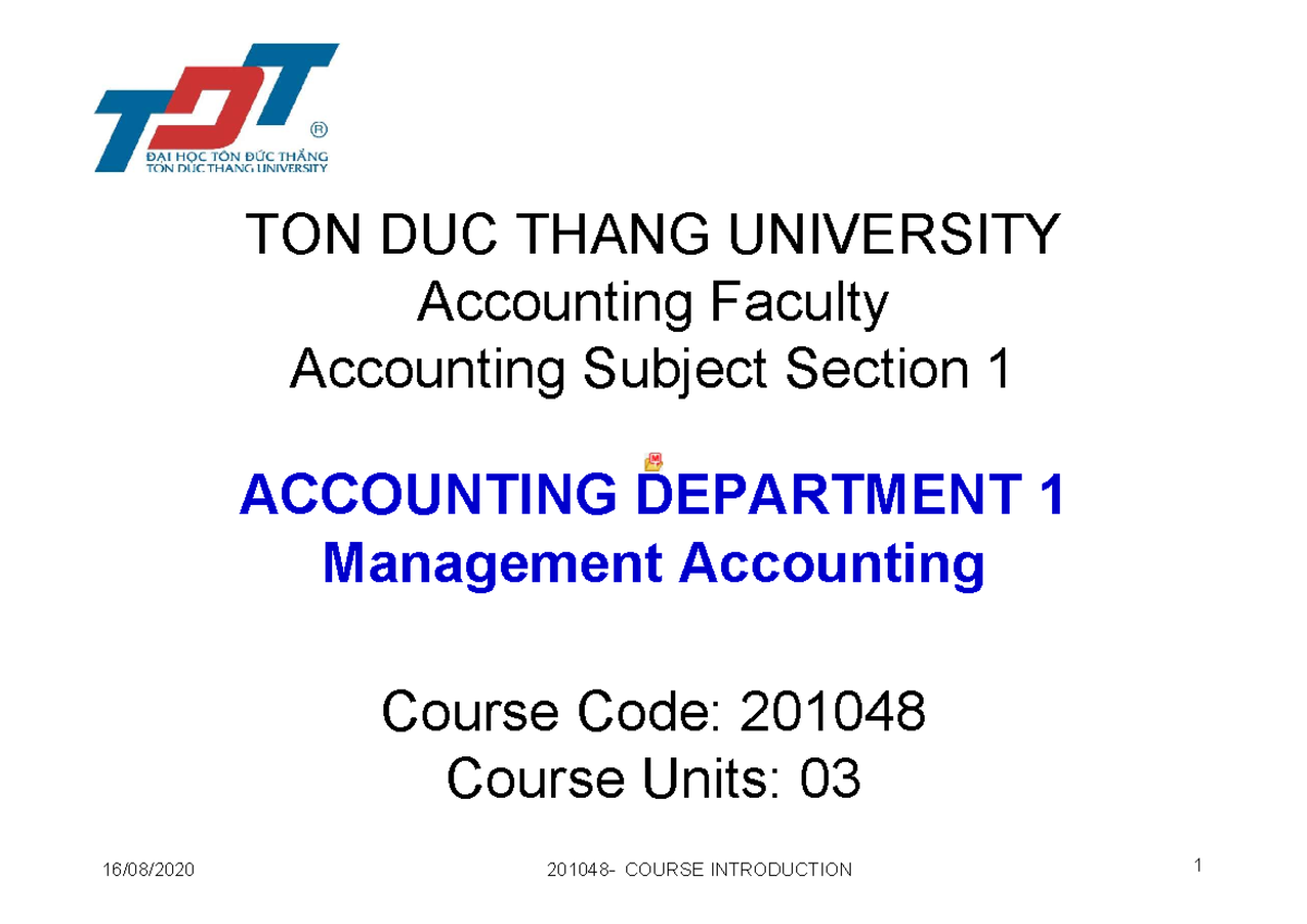 Management Accounting Course Overview - Code: 201048 - Studocu
