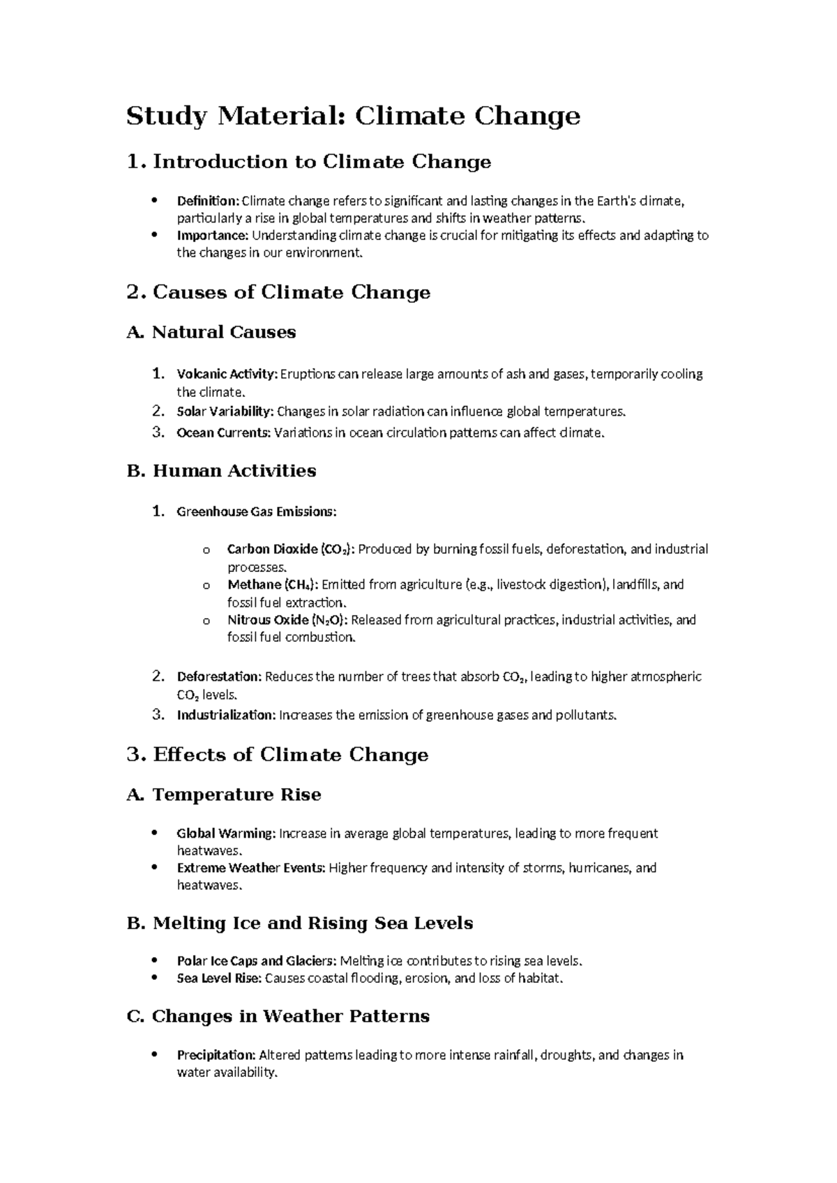 Climate change - Study Material: Climate Change 1. Introduction to ...