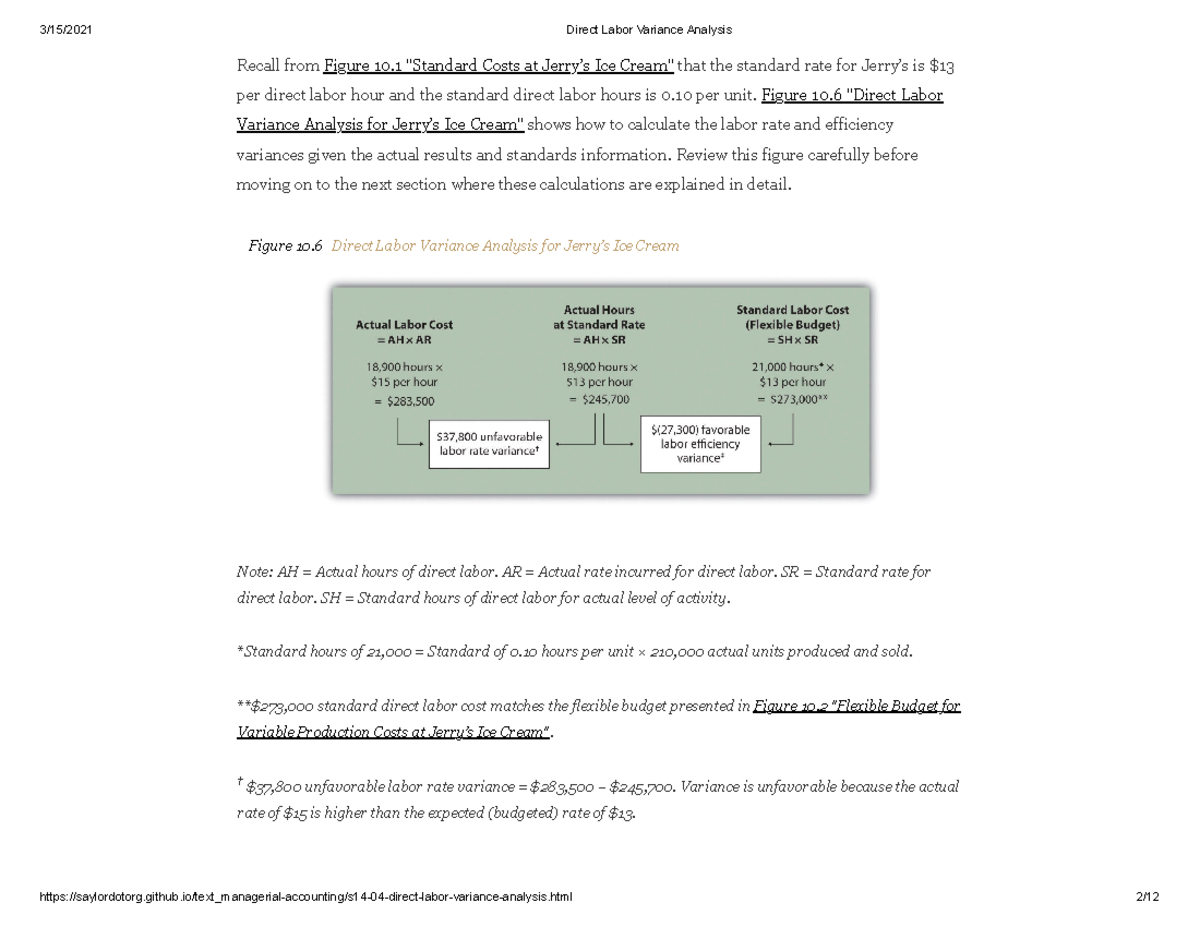 Managerial Acct: Direct Labor Variance Analysis Overview - Studocu