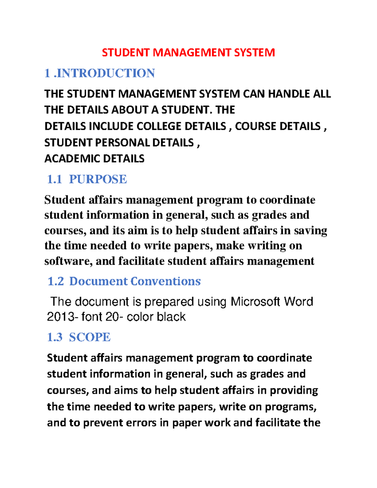 Student Management System Overview: Introduction & Scope - Studocu
