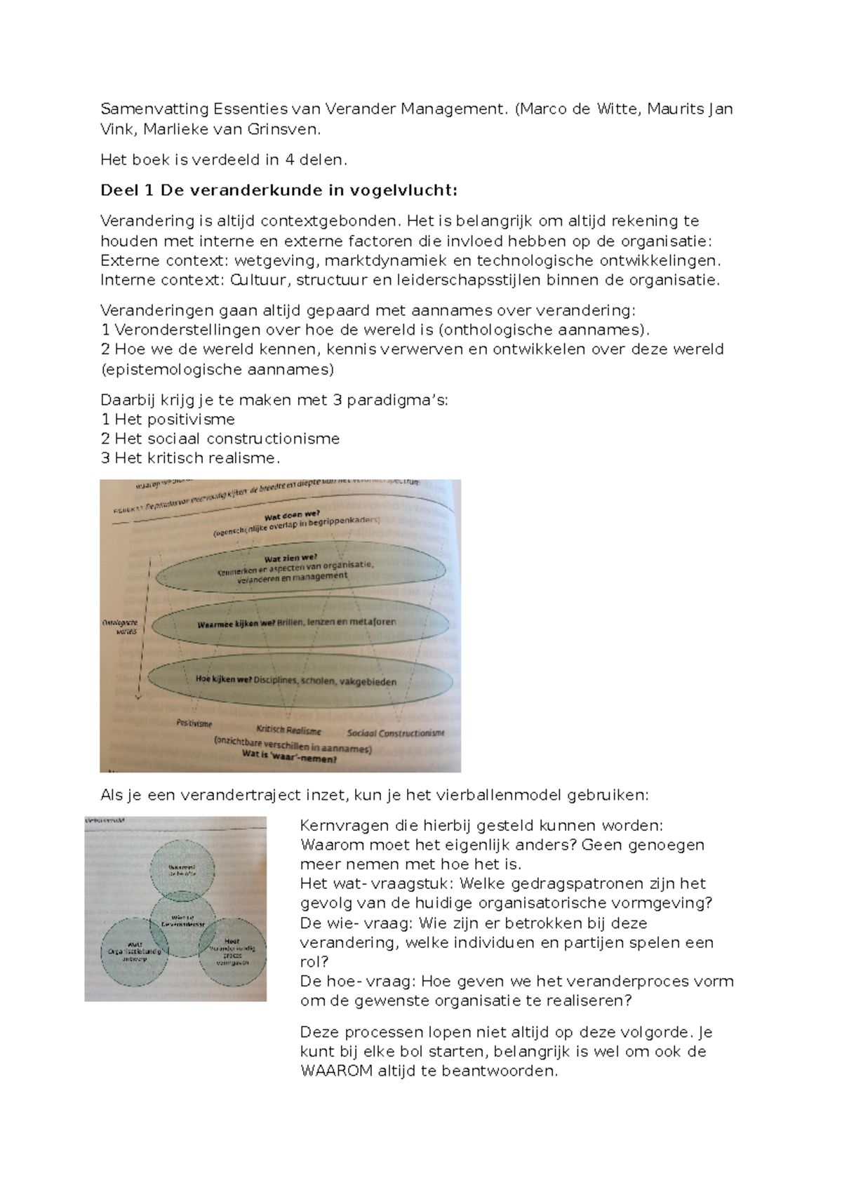 Samenvatting van Essenties in Verander Management: Kernconcepten en ...