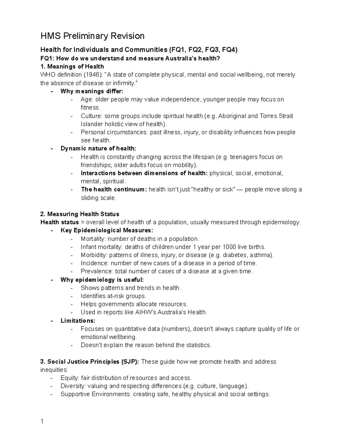 HMS Preliminary Revision: Understanding Health for Individuals ...