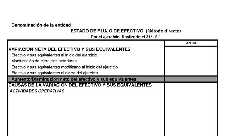 Estado de Flujo de Efectivo (Método Directo) - EFE MET DIR - Studocu